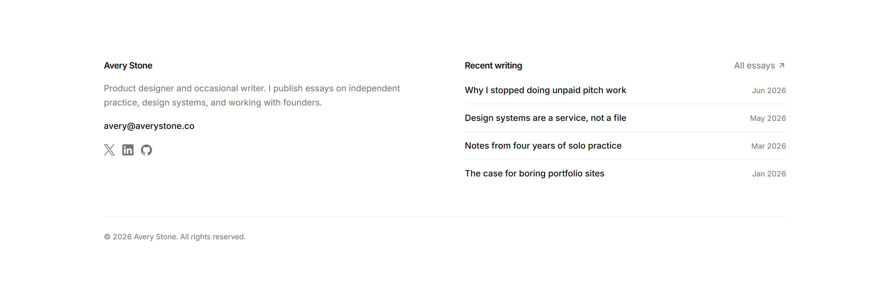 Portfolio Footer: Latest Writing Footer