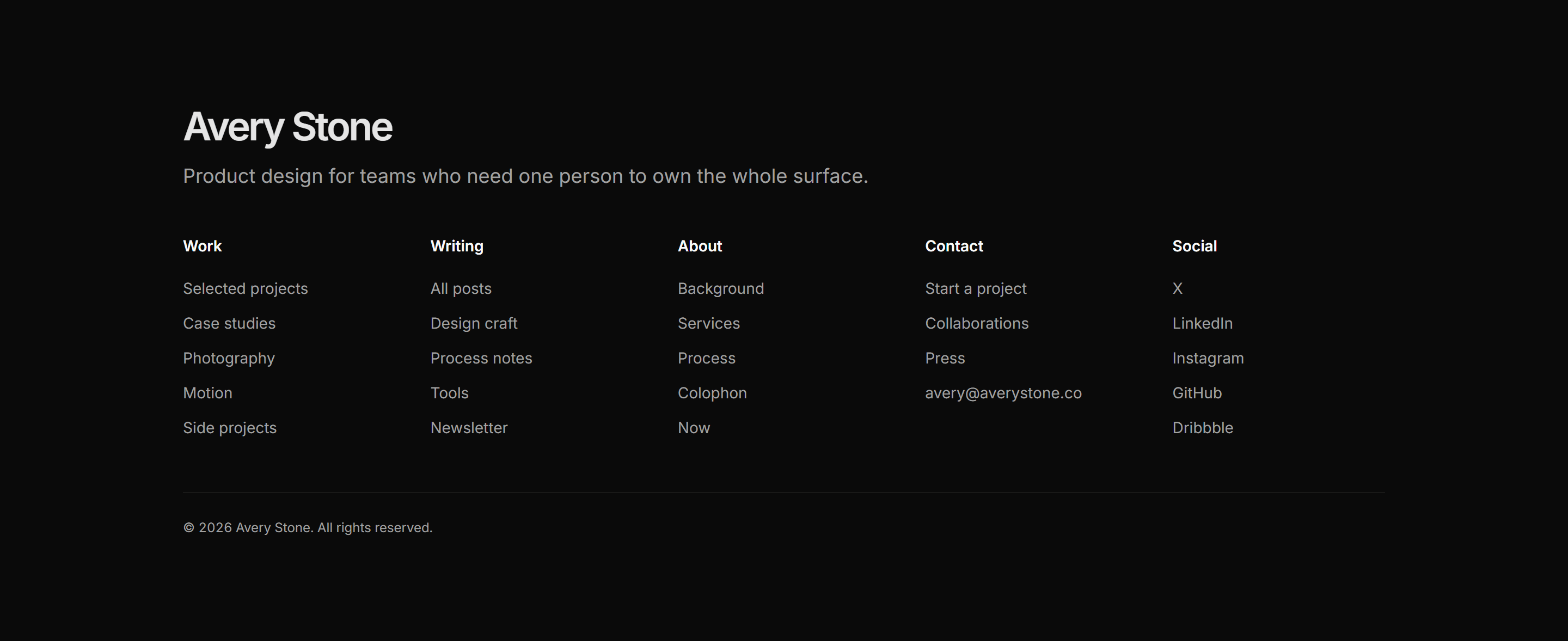Portfolio Footer: Sitemap Footer