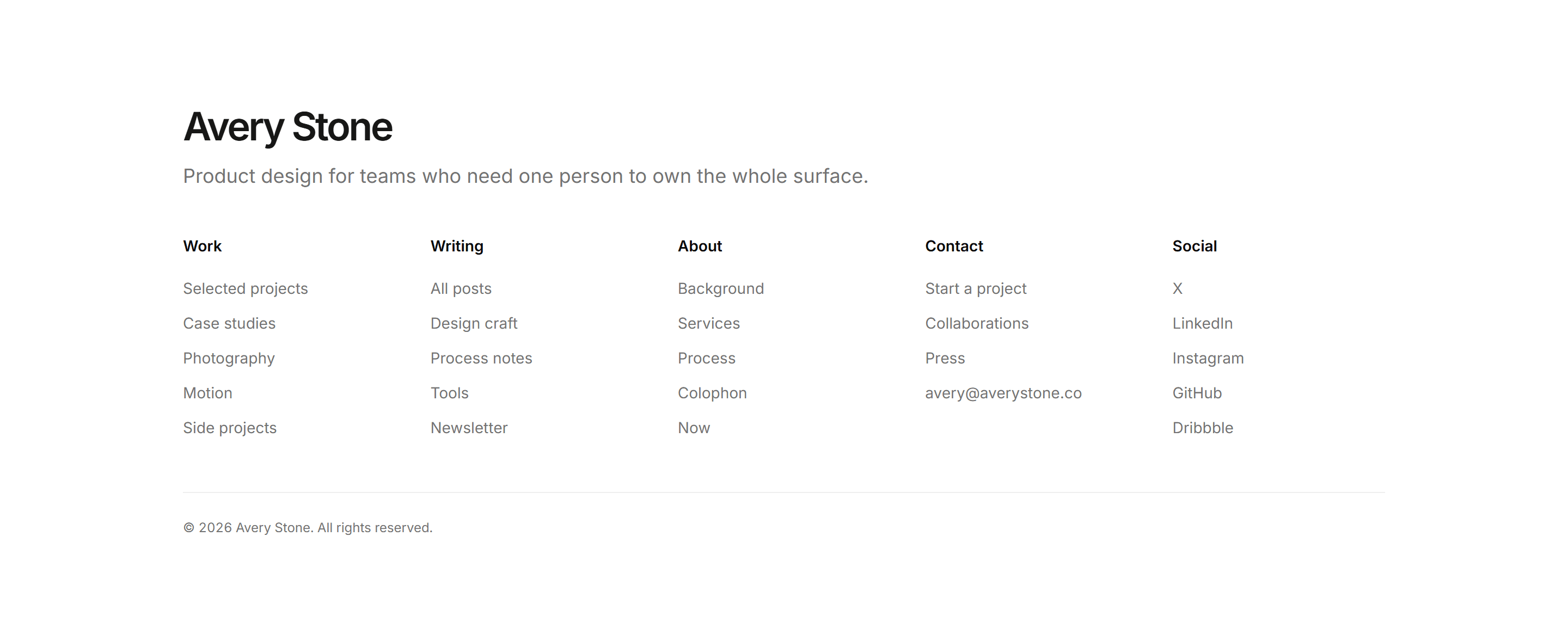 Portfolio Footer: Sitemap Footer