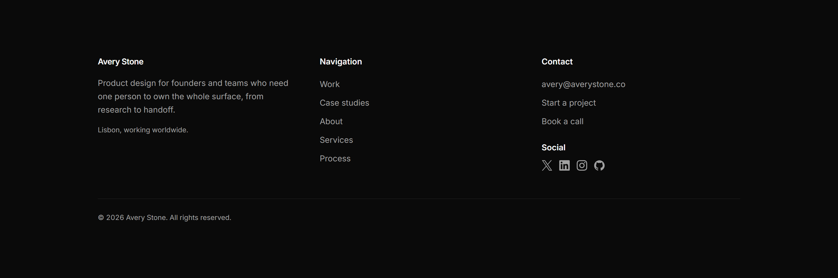 Portfolio Footer: Three Column Footer