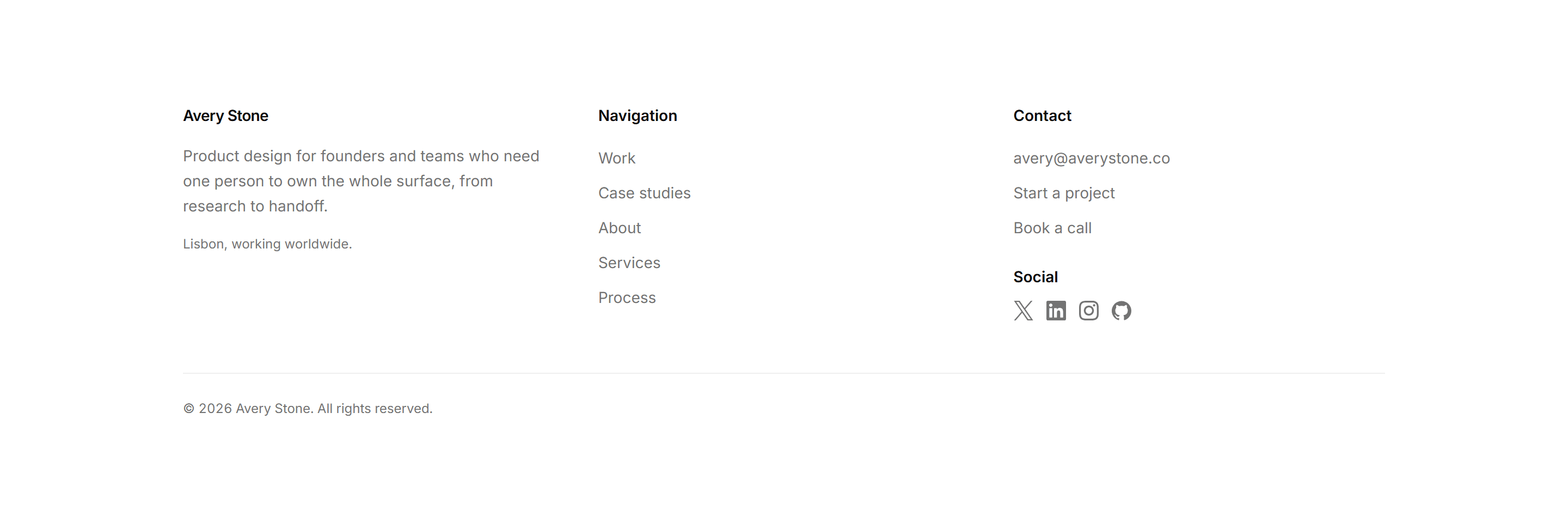 Portfolio Footer: Three Column Footer