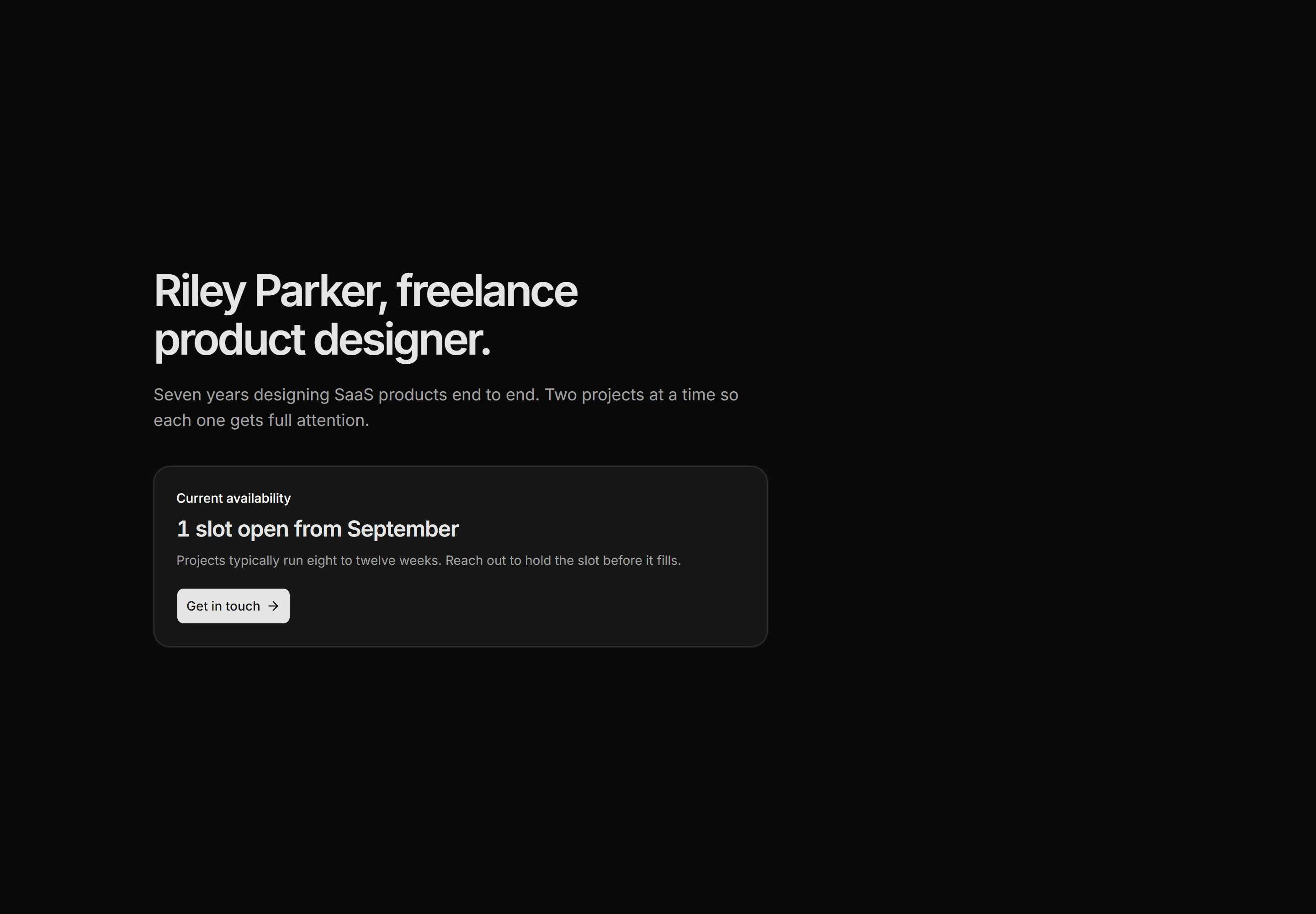 Portfolio Hero: Availability Hero