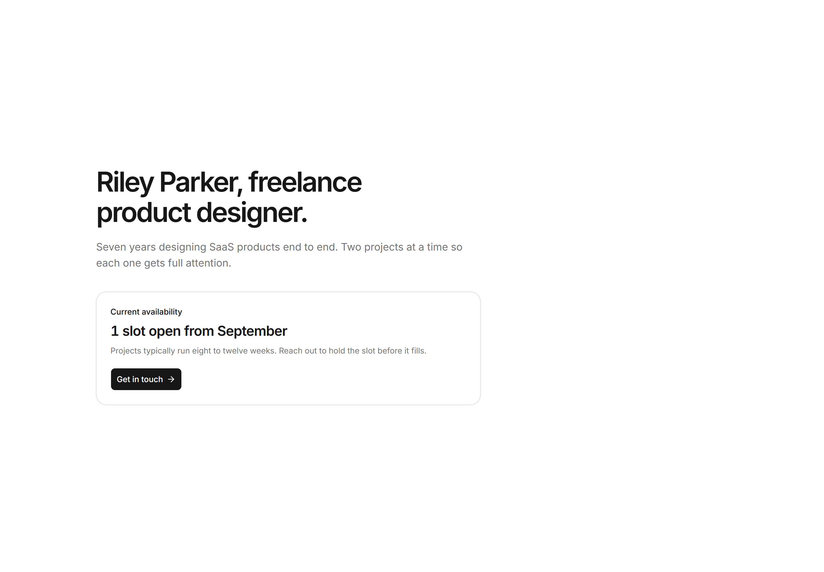 Portfolio Hero: Availability Hero
