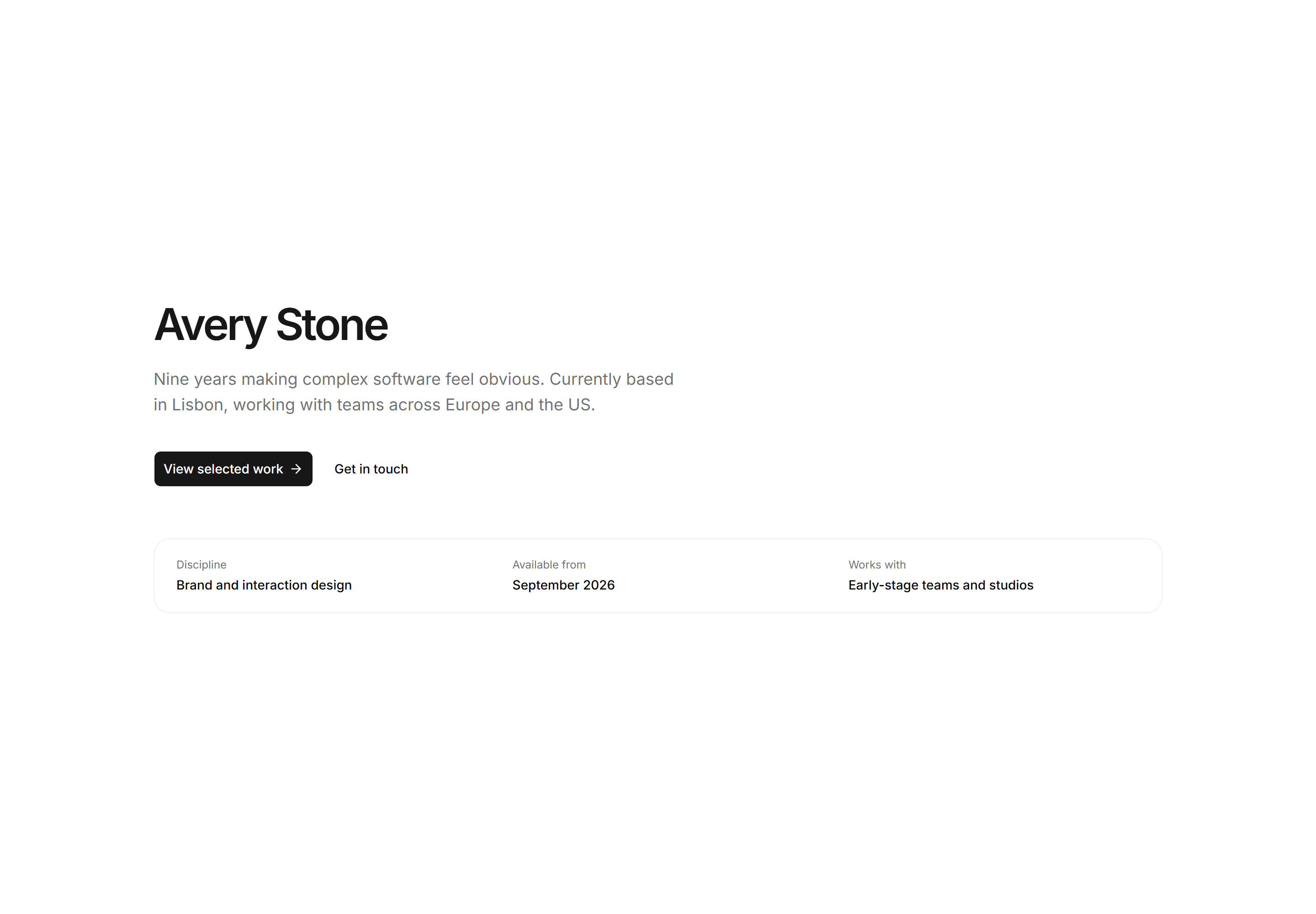 Portfolio Hero: Big Type Hero