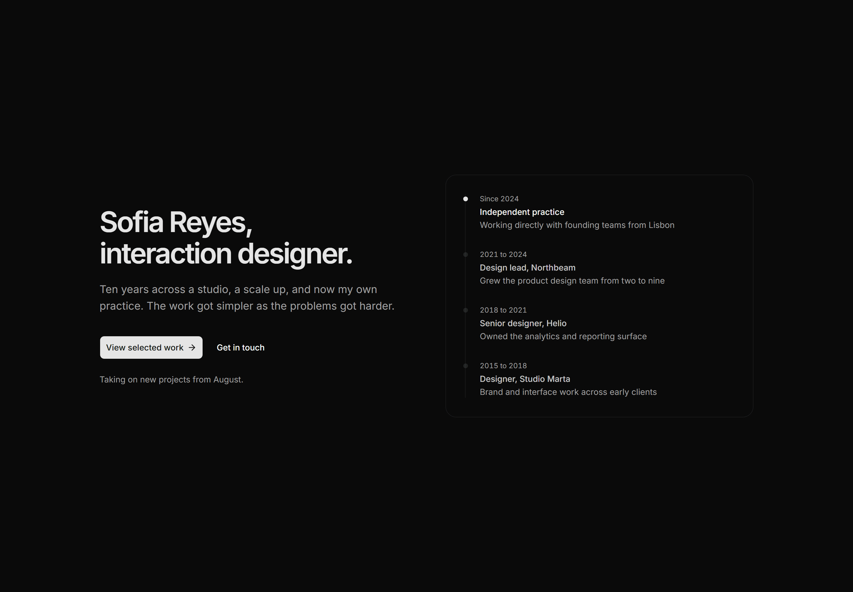 Portfolio Hero: Career Timeline Hero