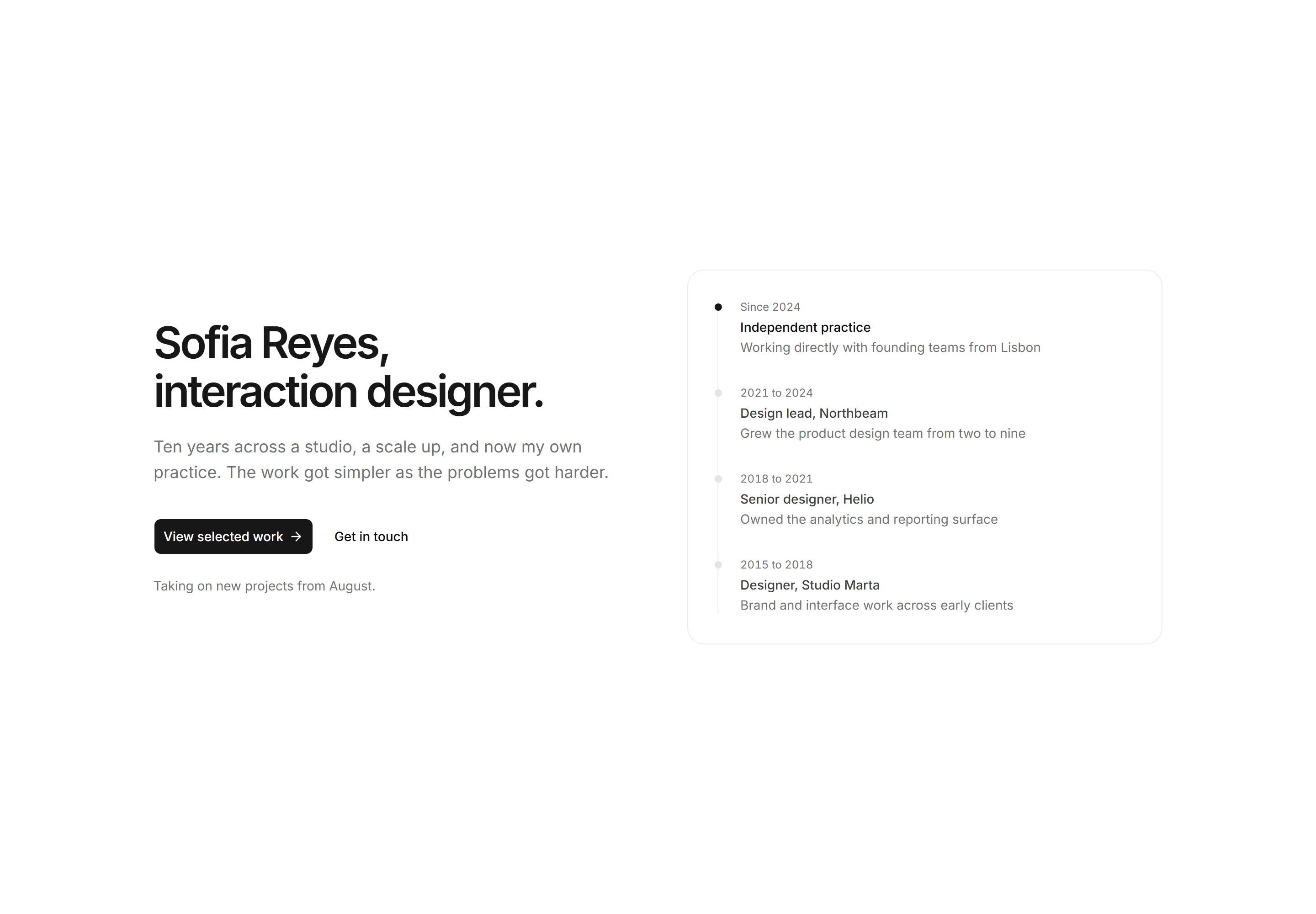 Portfolio Hero: Career Timeline Hero
