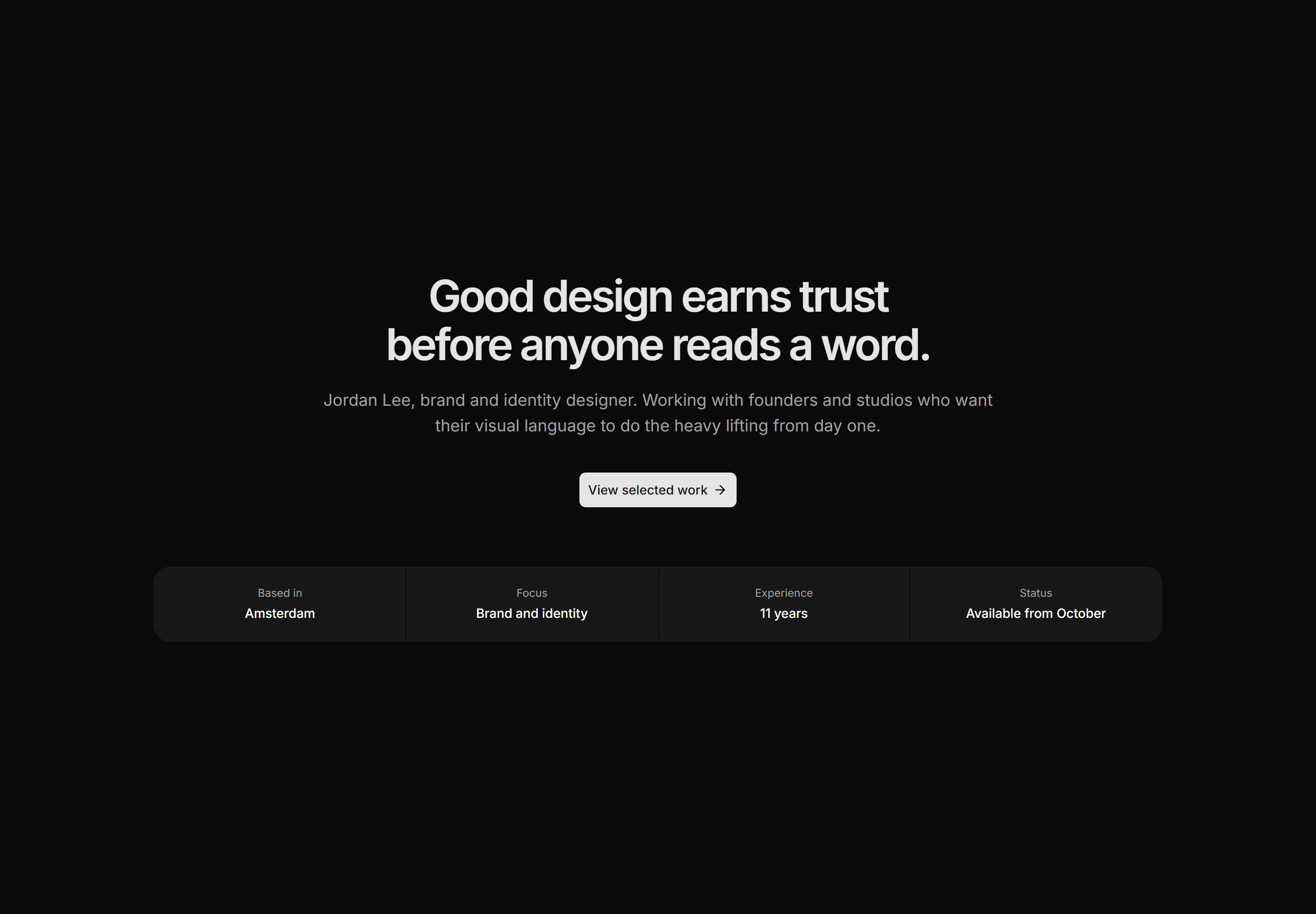 Portfolio Hero: Centered Statement Hero