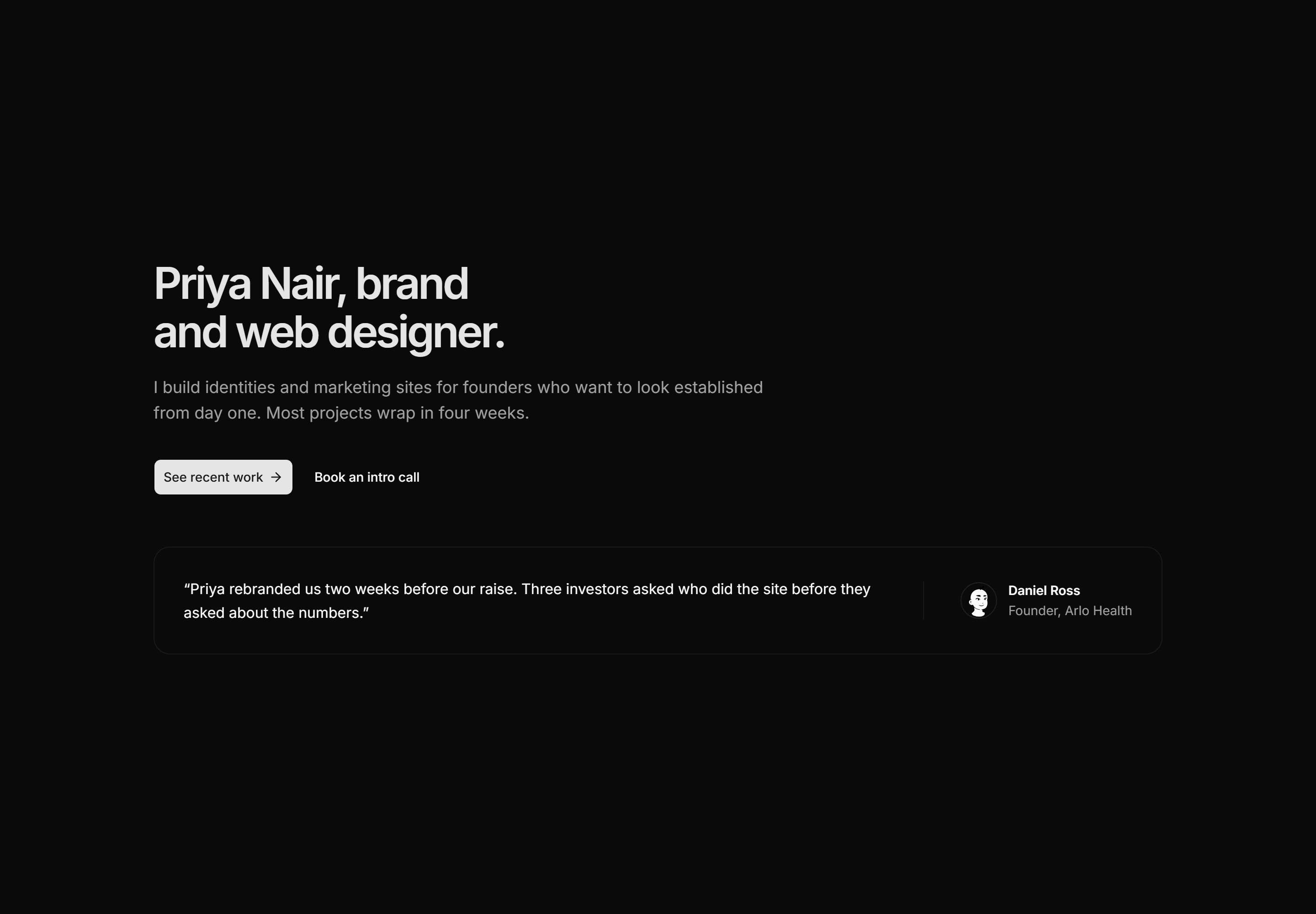 Portfolio Hero: Client Quote Hero