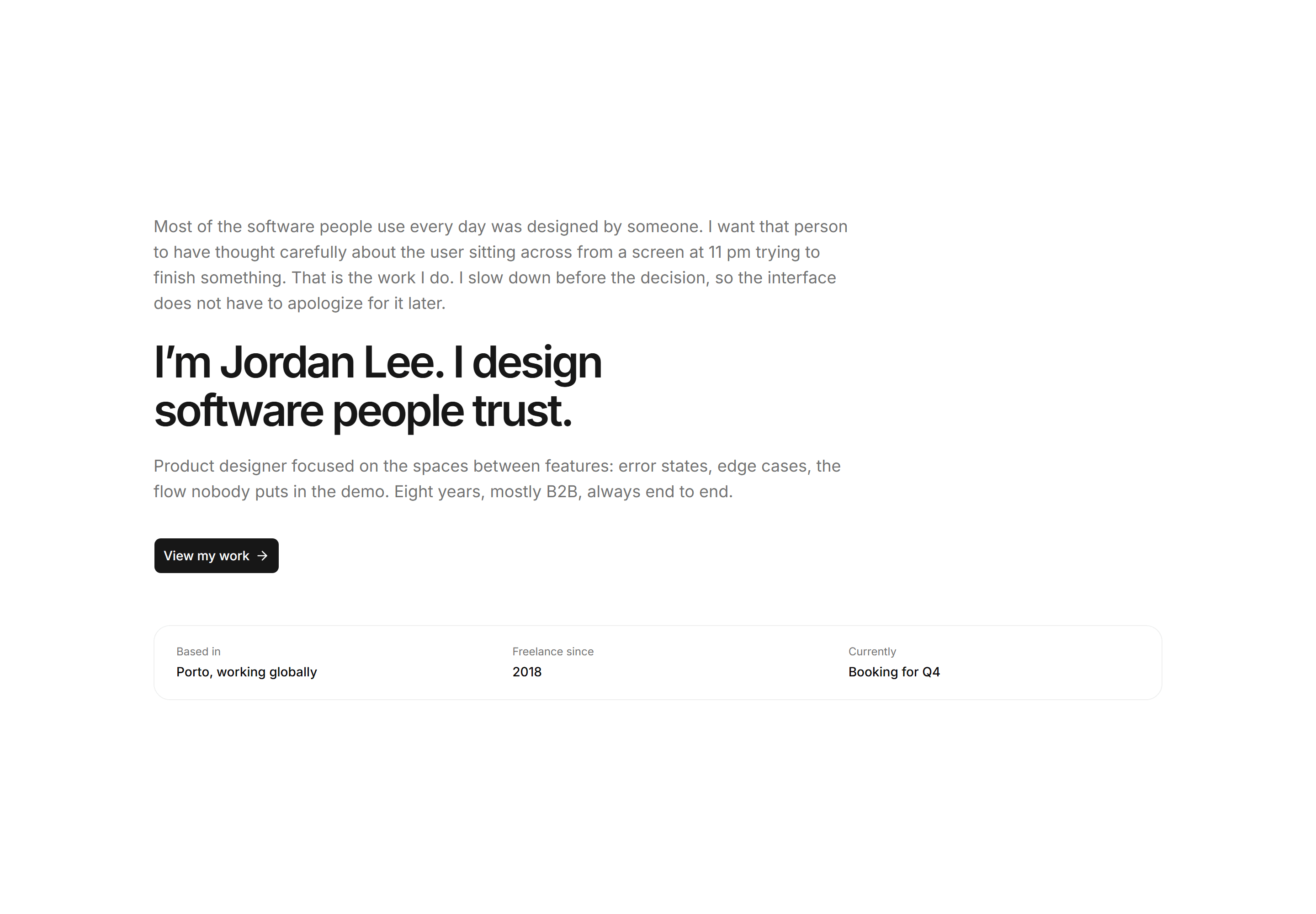 Portfolio Hero: Intro Paragraph Hero
