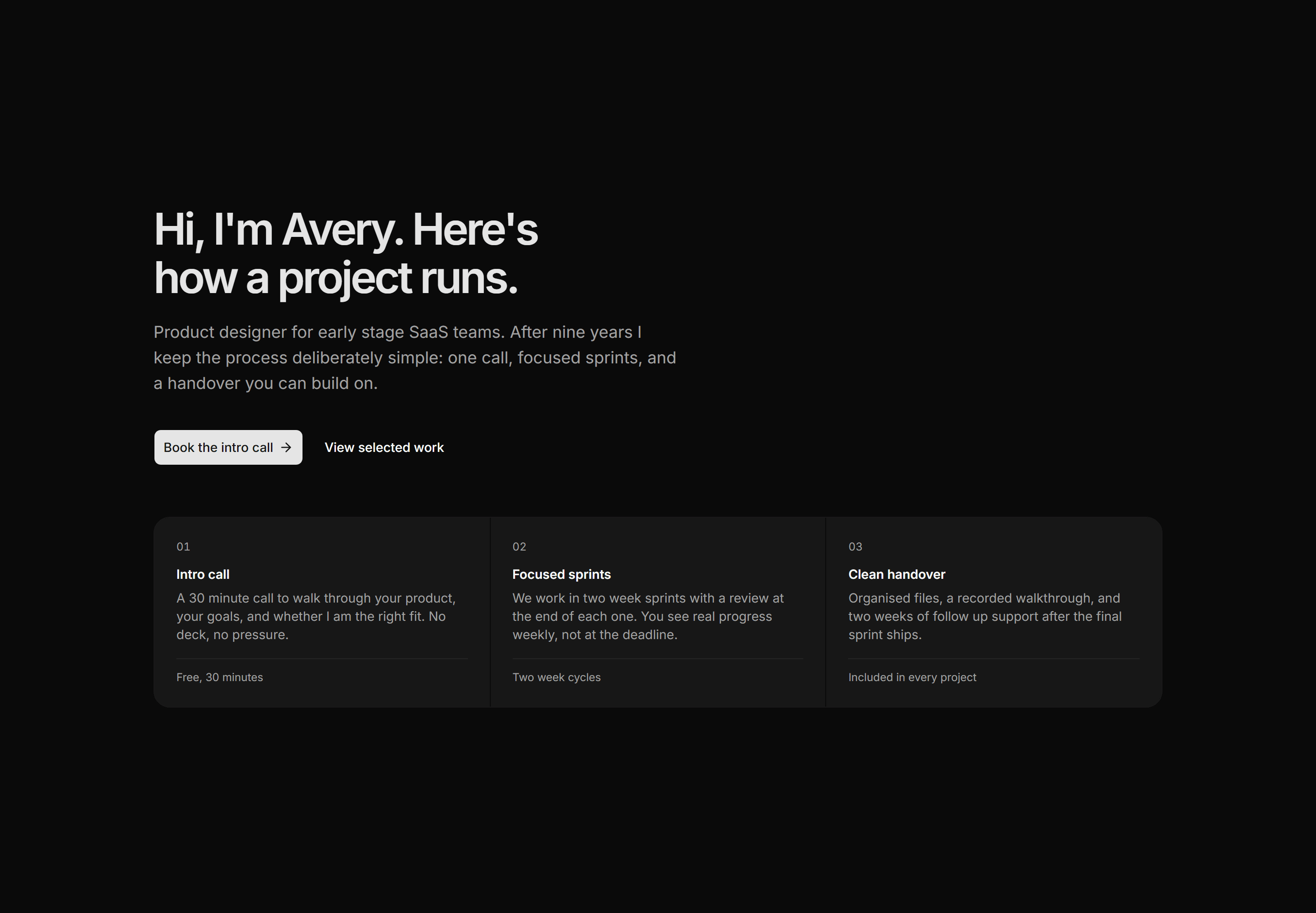 Portfolio Hero: Process Steps Hero