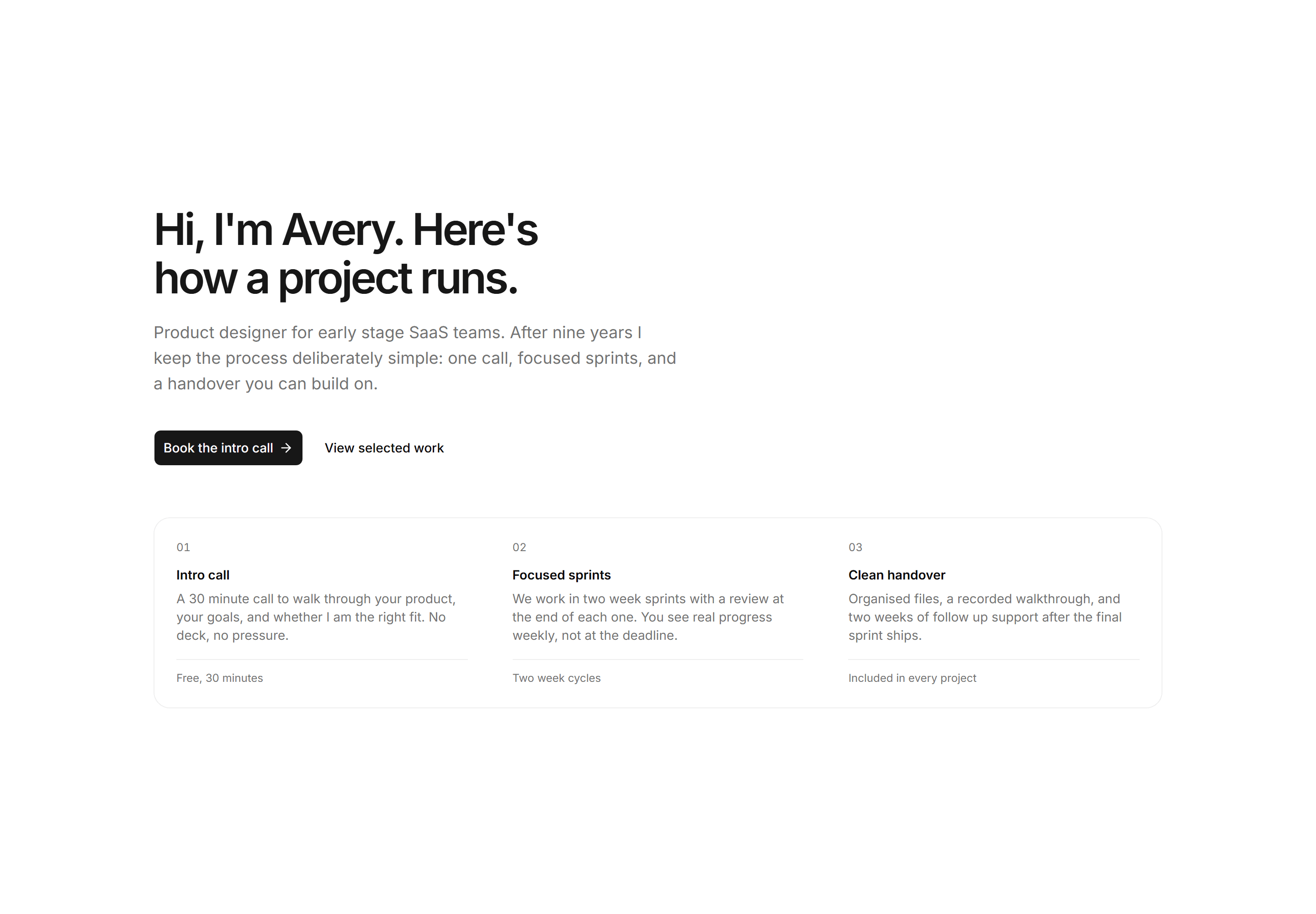 Portfolio Hero: Process Steps Hero