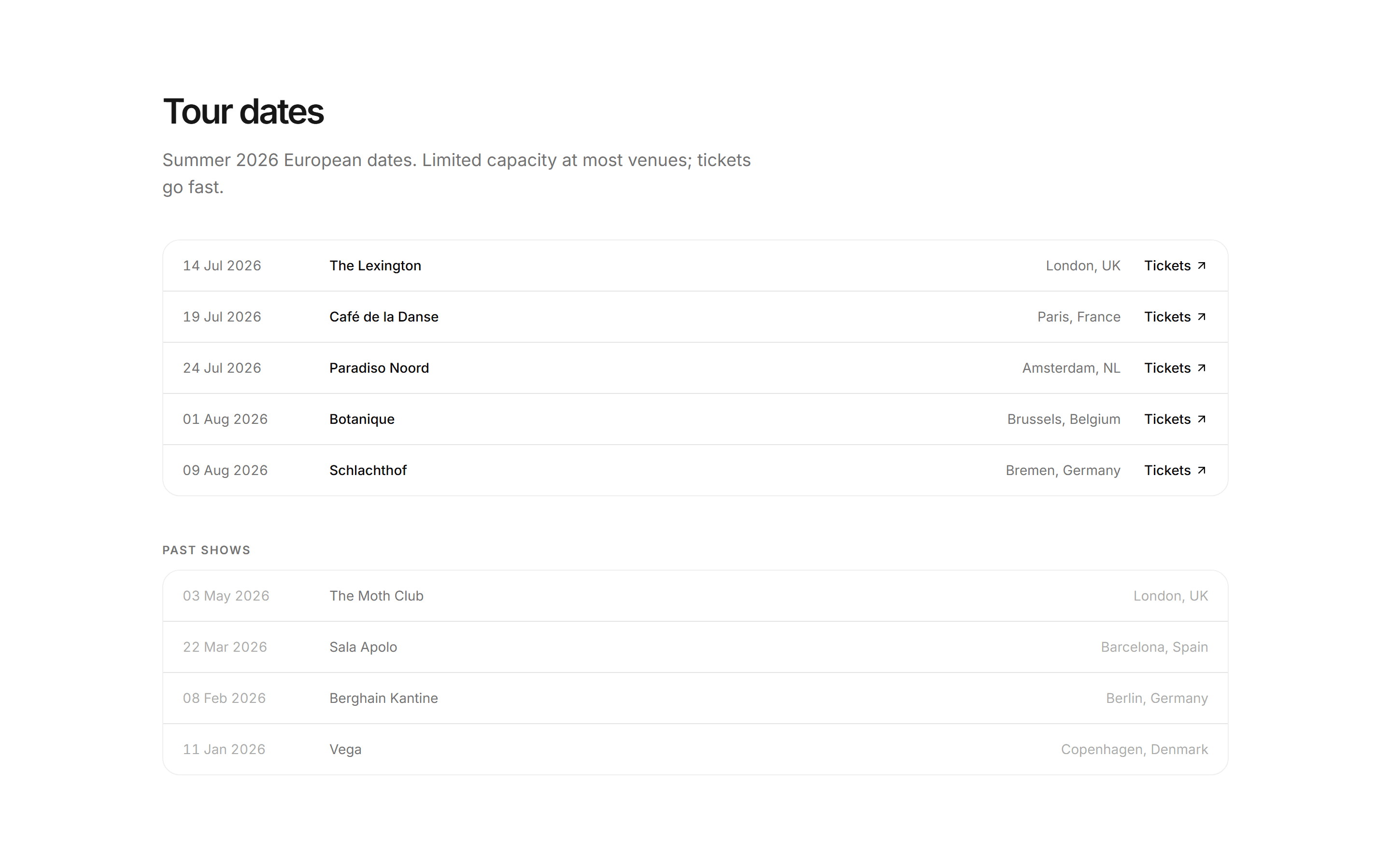Portfolio Music and Audio: Gig List