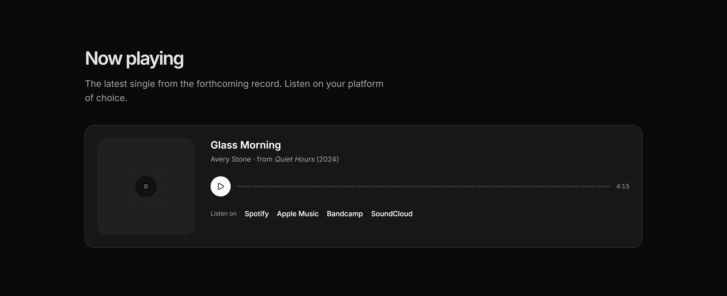 Portfolio Music and Audio: Listen Card