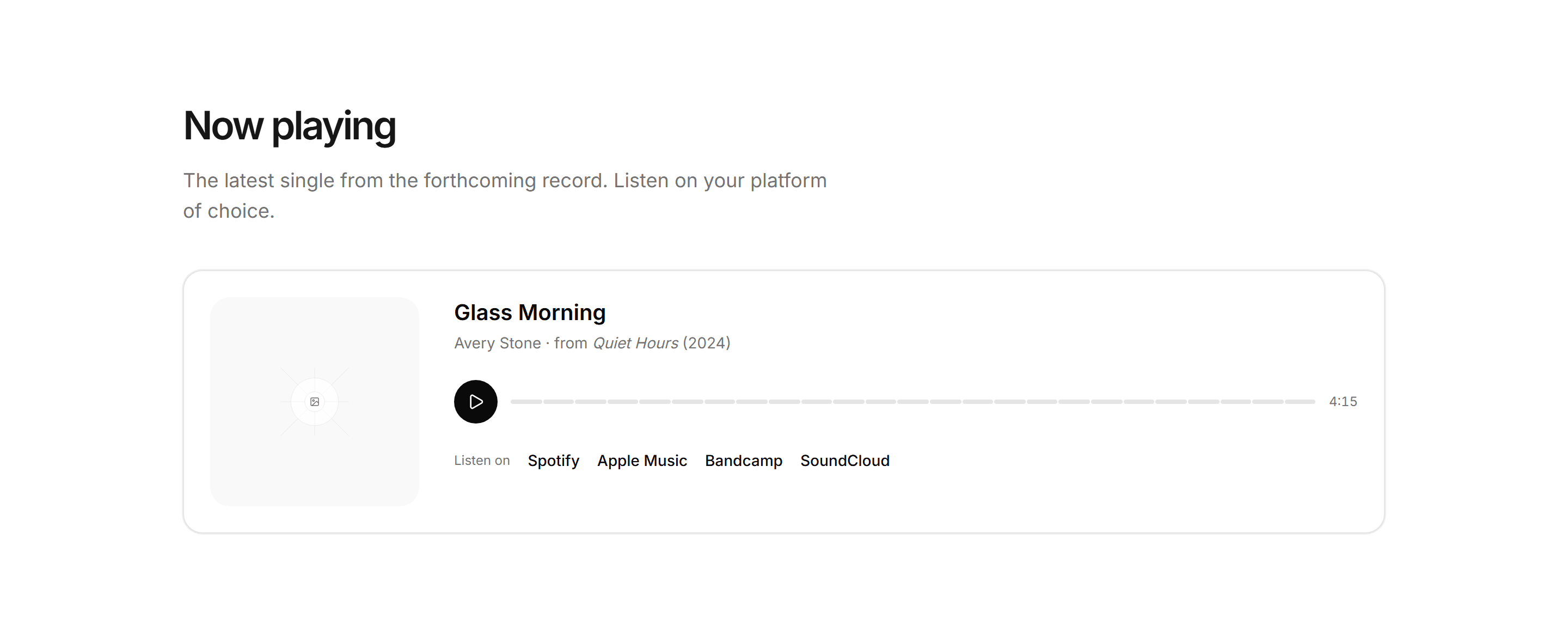 Portfolio Music and Audio: Listen Card