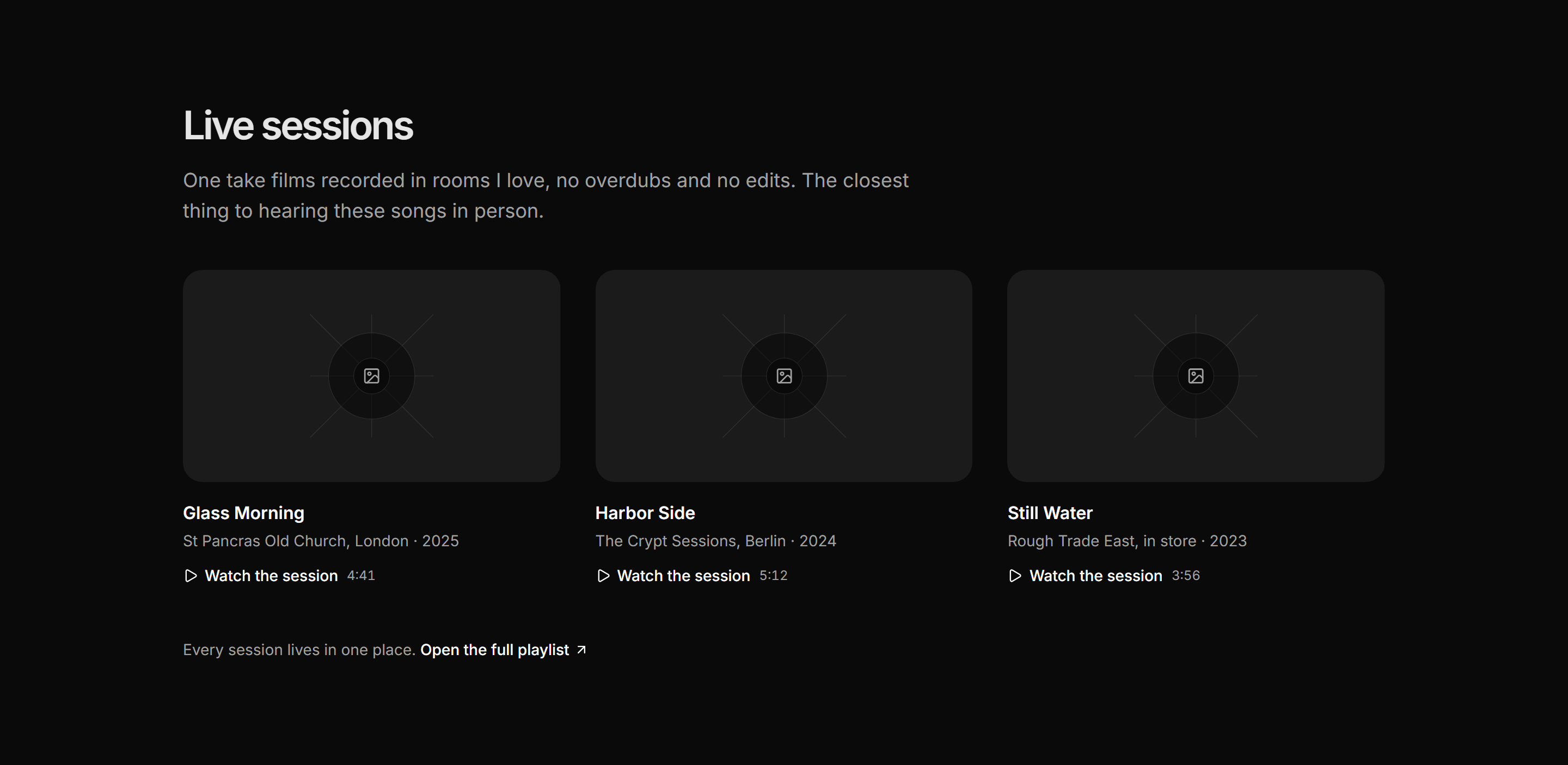 Portfolio Music and Audio: Live Sessions