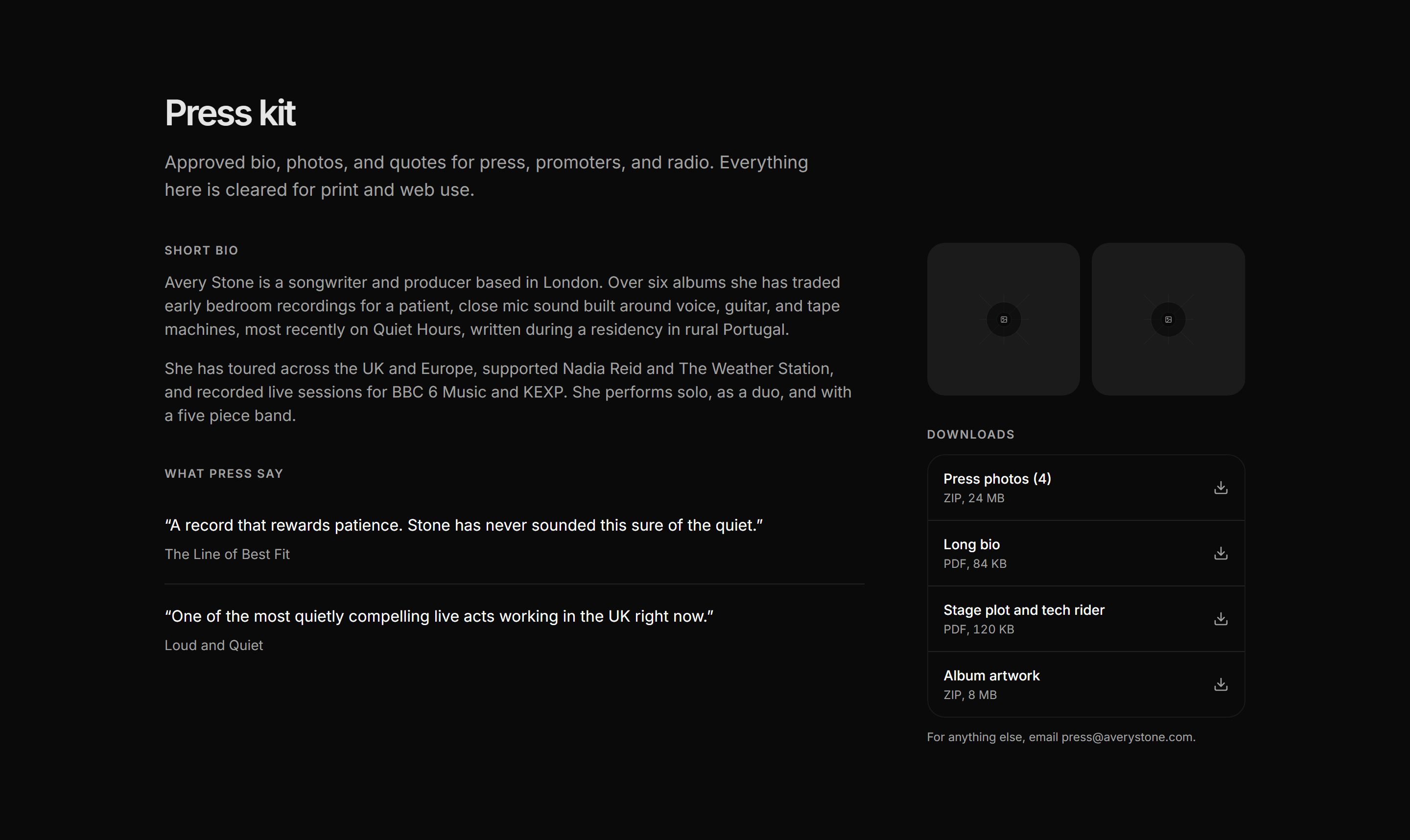 Portfolio Music and Audio: Press Kit