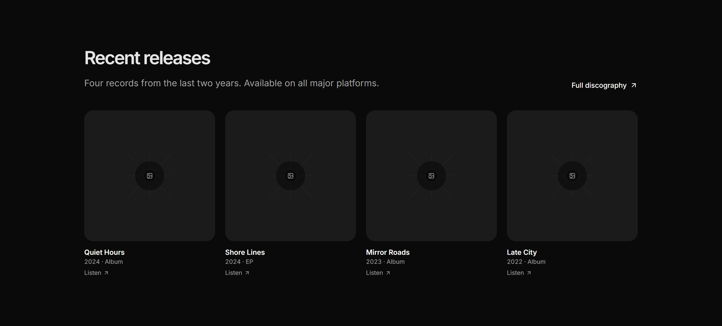 Portfolio Music and Audio: Releases Row