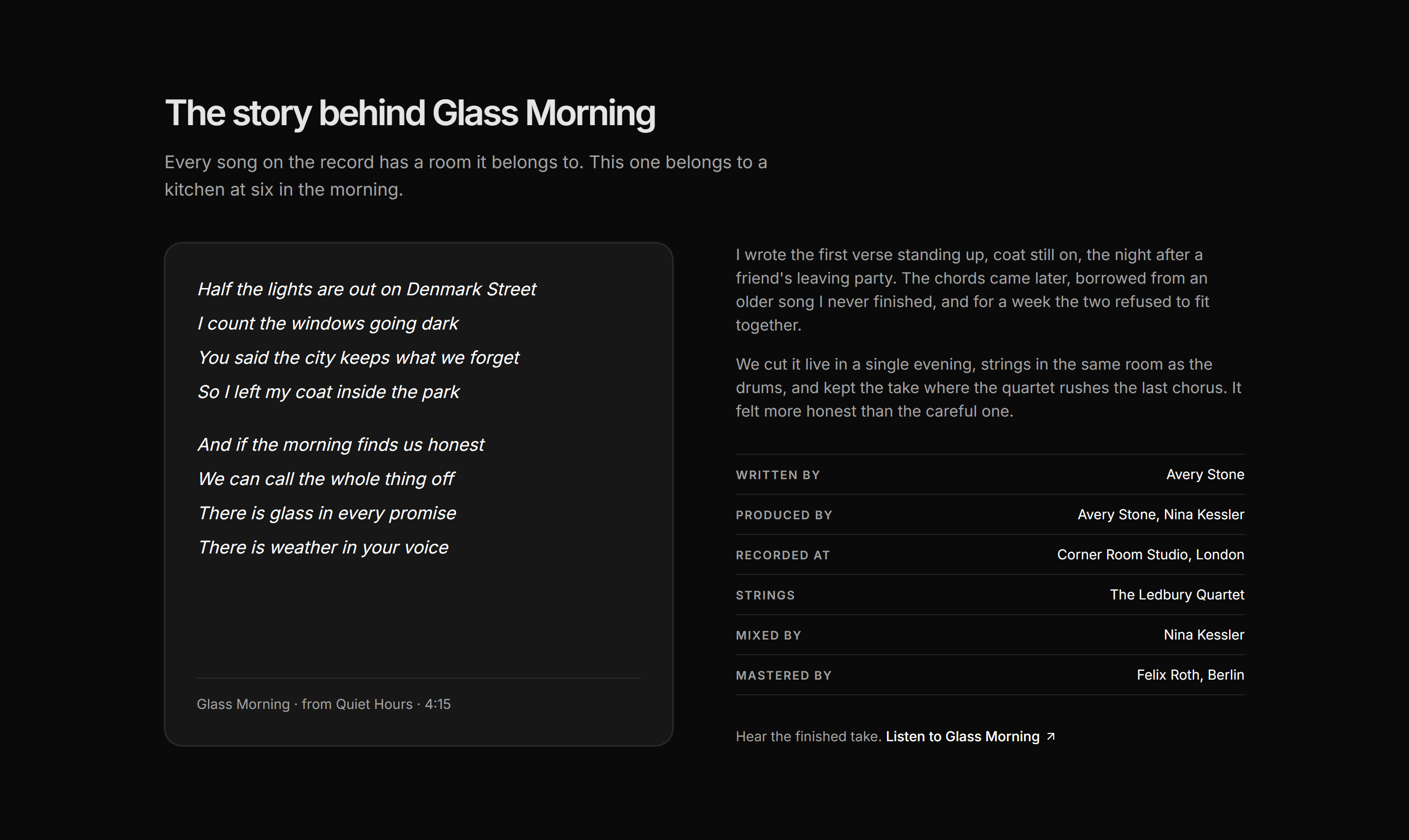 Portfolio Music and Audio: Song Story