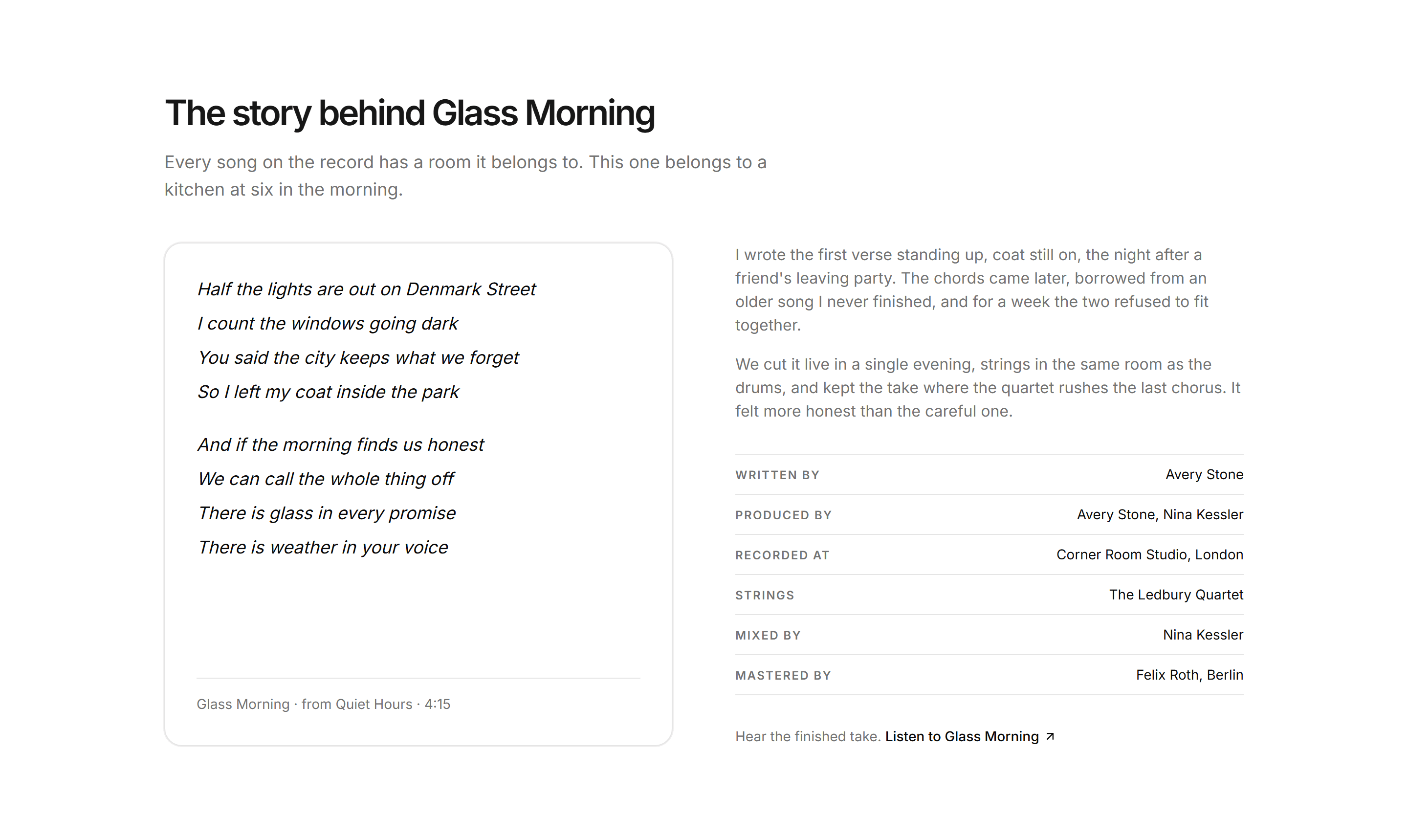Portfolio Music and Audio: Song Story