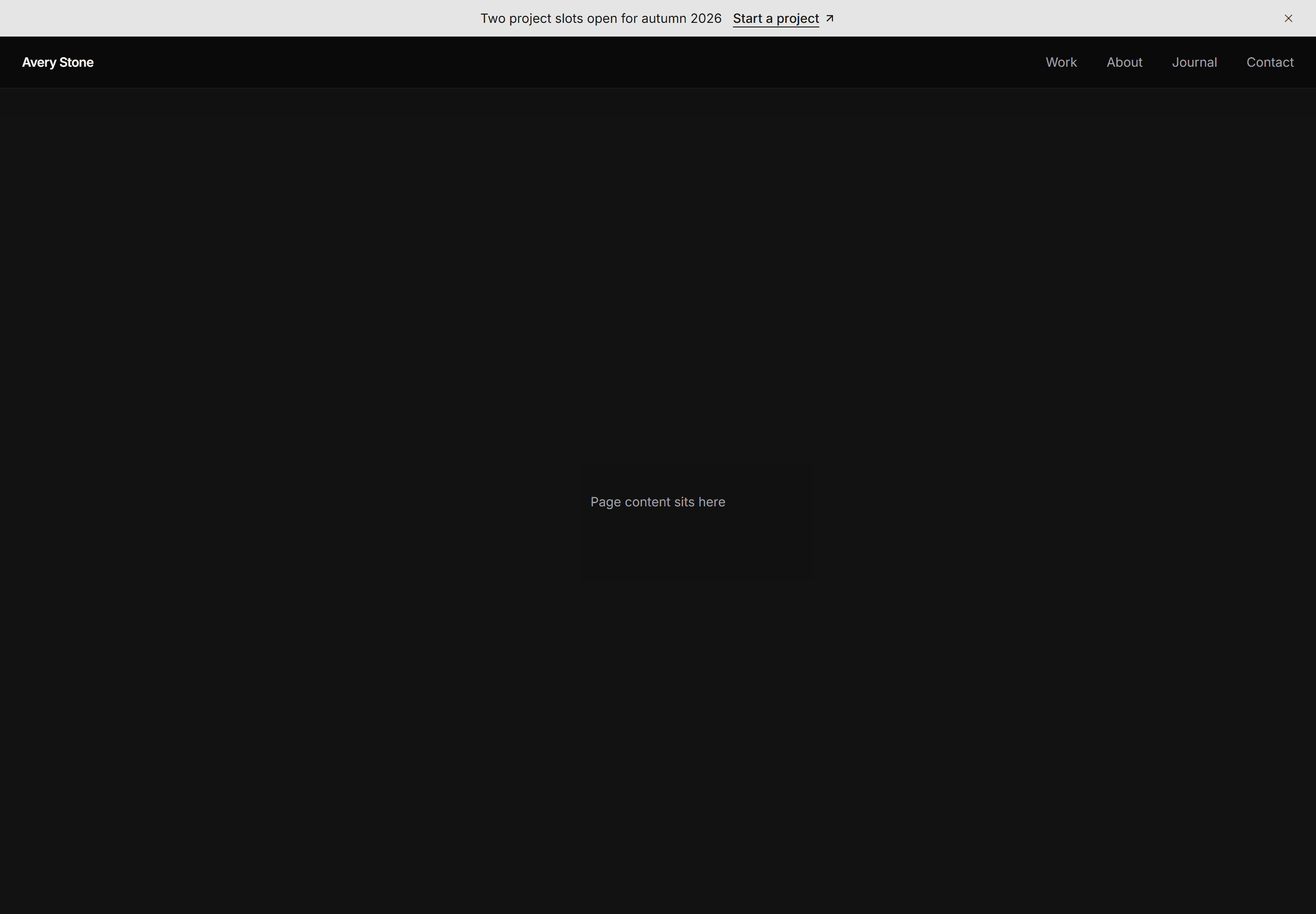 Portfolio Navbar: Announcement Bar Nav