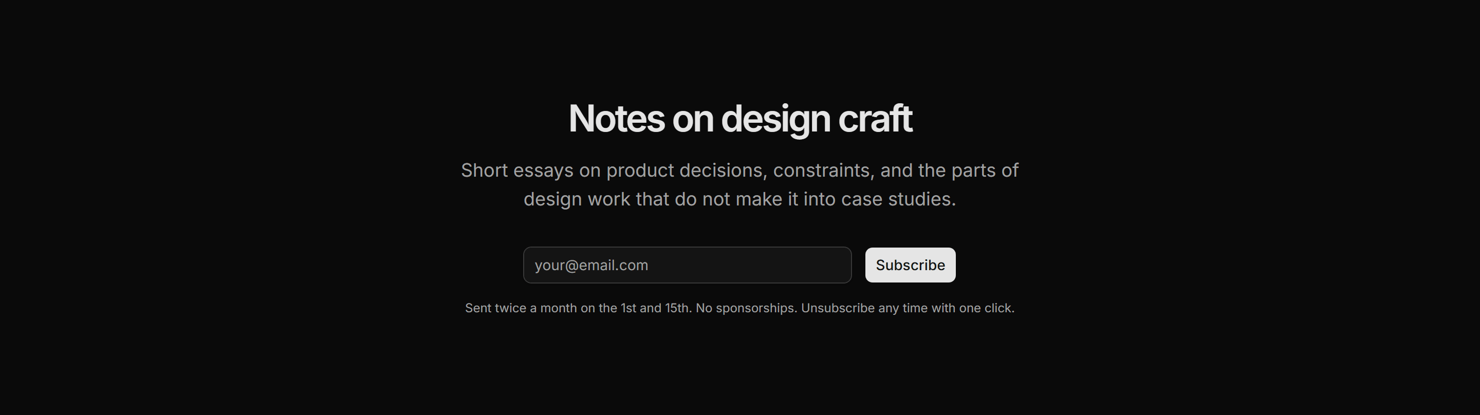 Portfolio Newsletter: Centered Signup