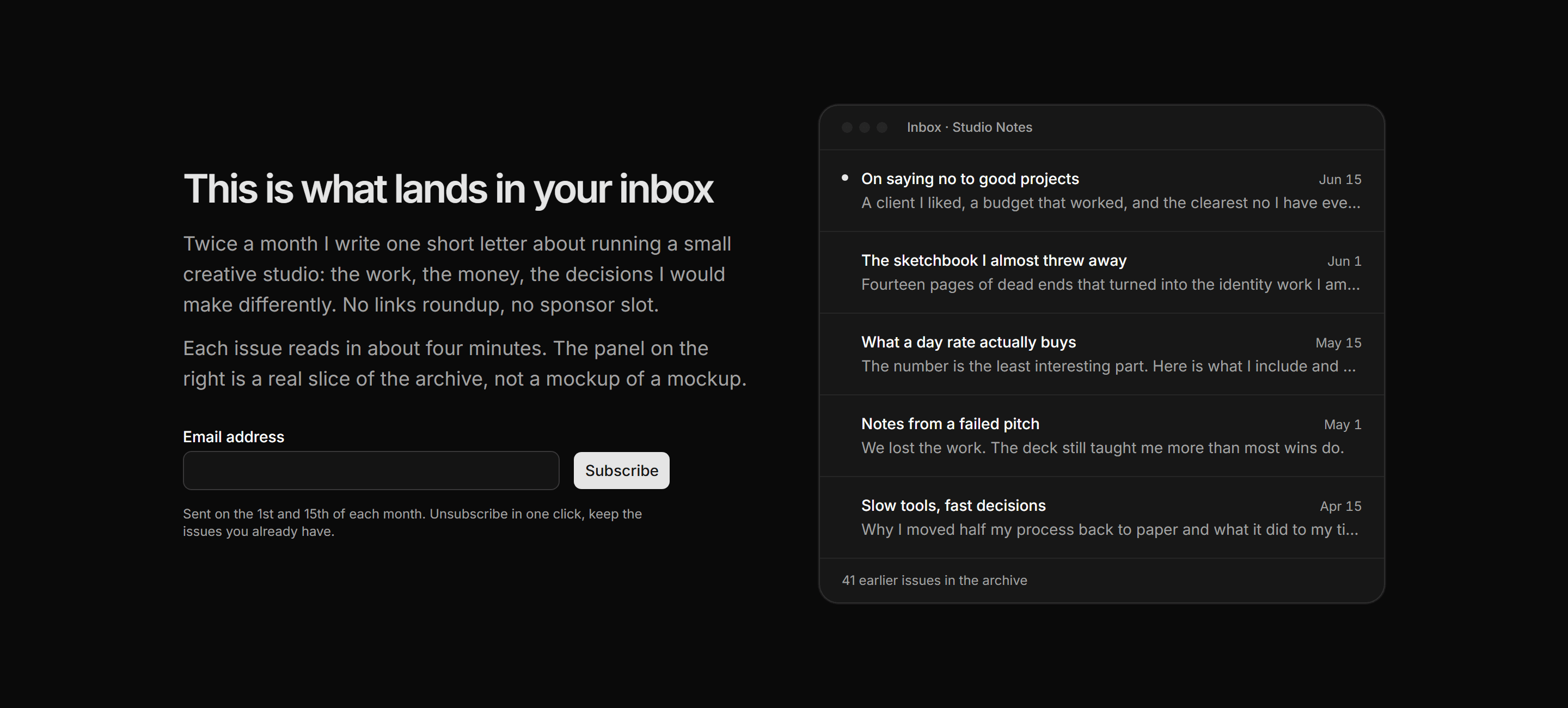 Portfolio Newsletter: Inbox Preview