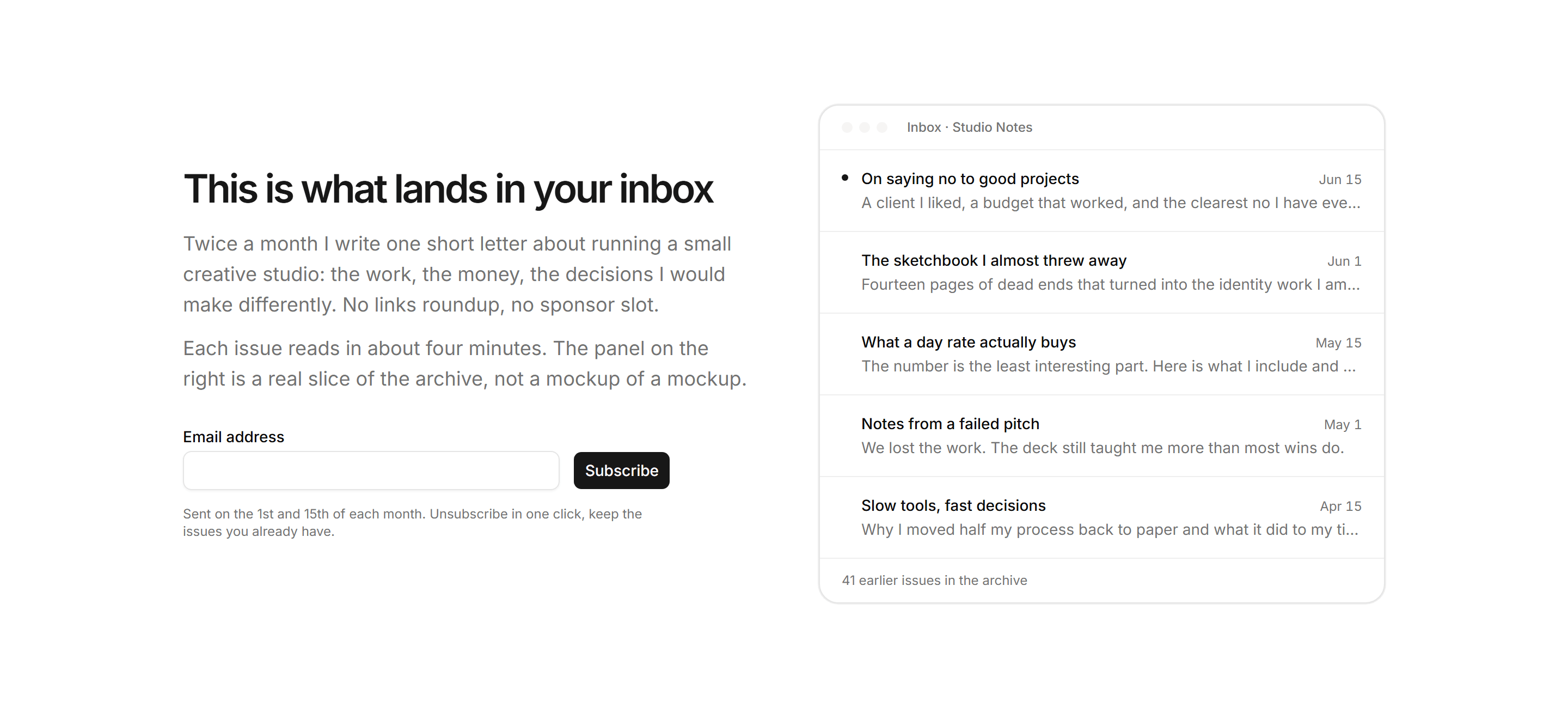 Portfolio Newsletter: Inbox Preview