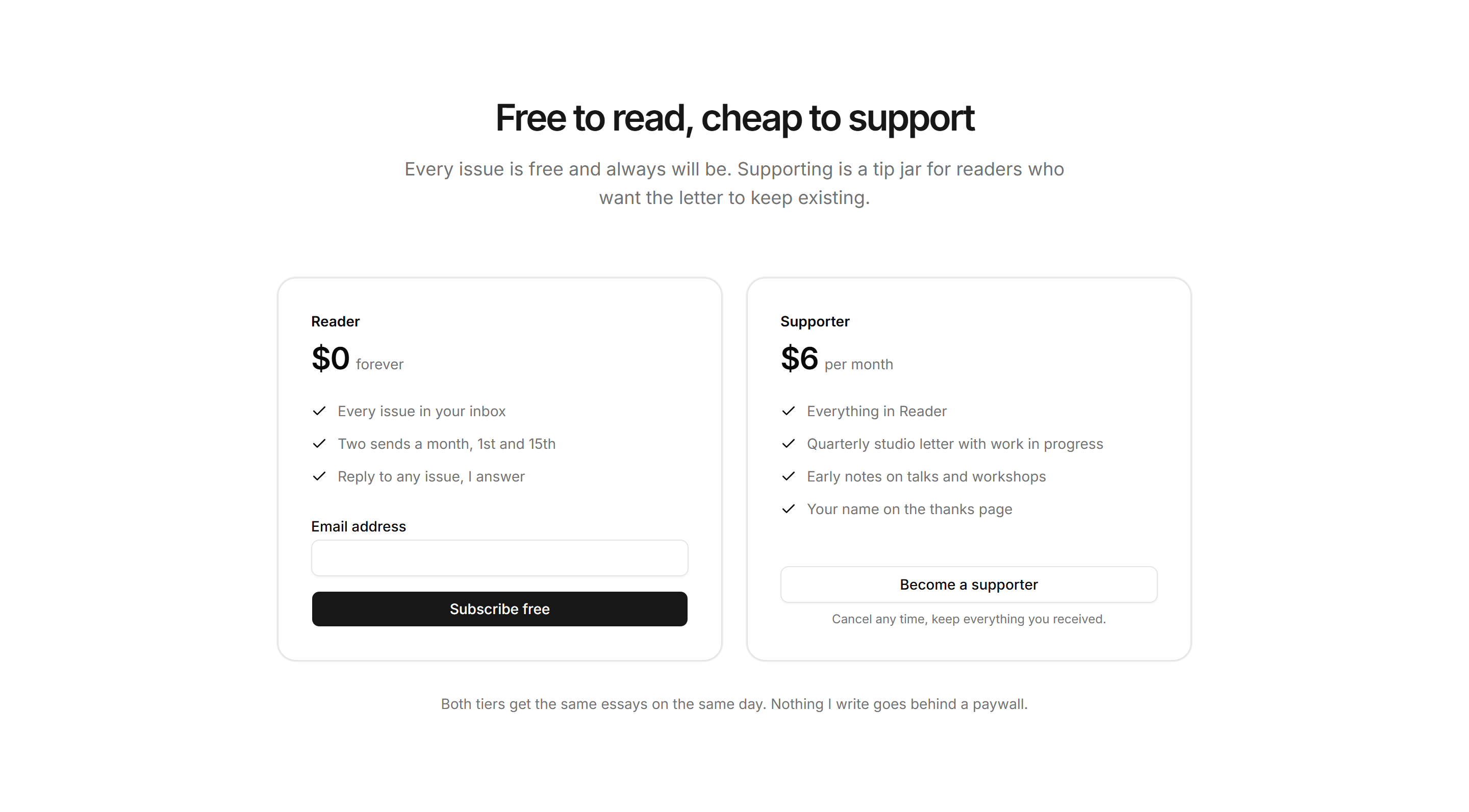 Portfolio Newsletter: Newsletter Tiers