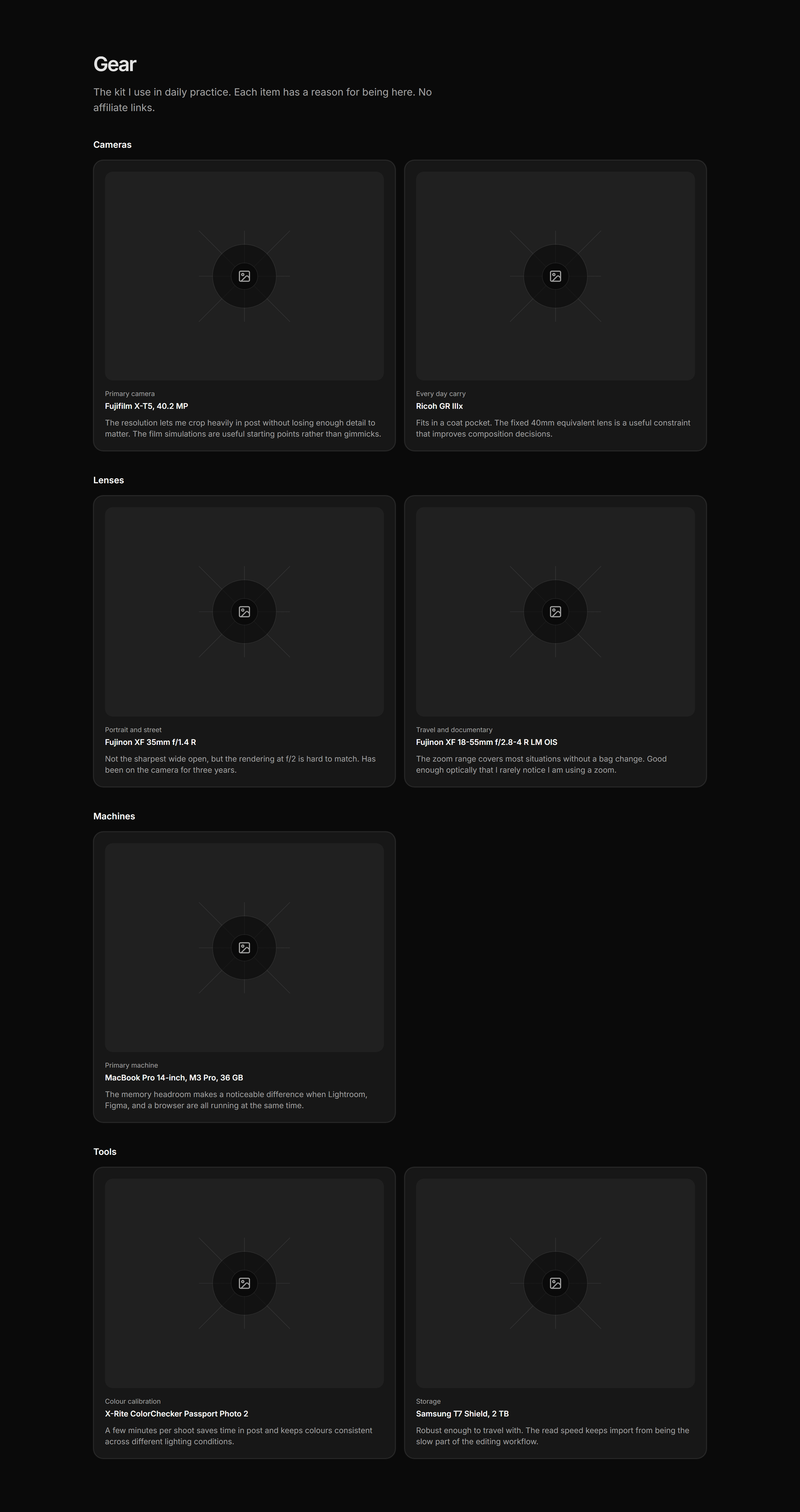 Portfolio Now and Use: Gear List
