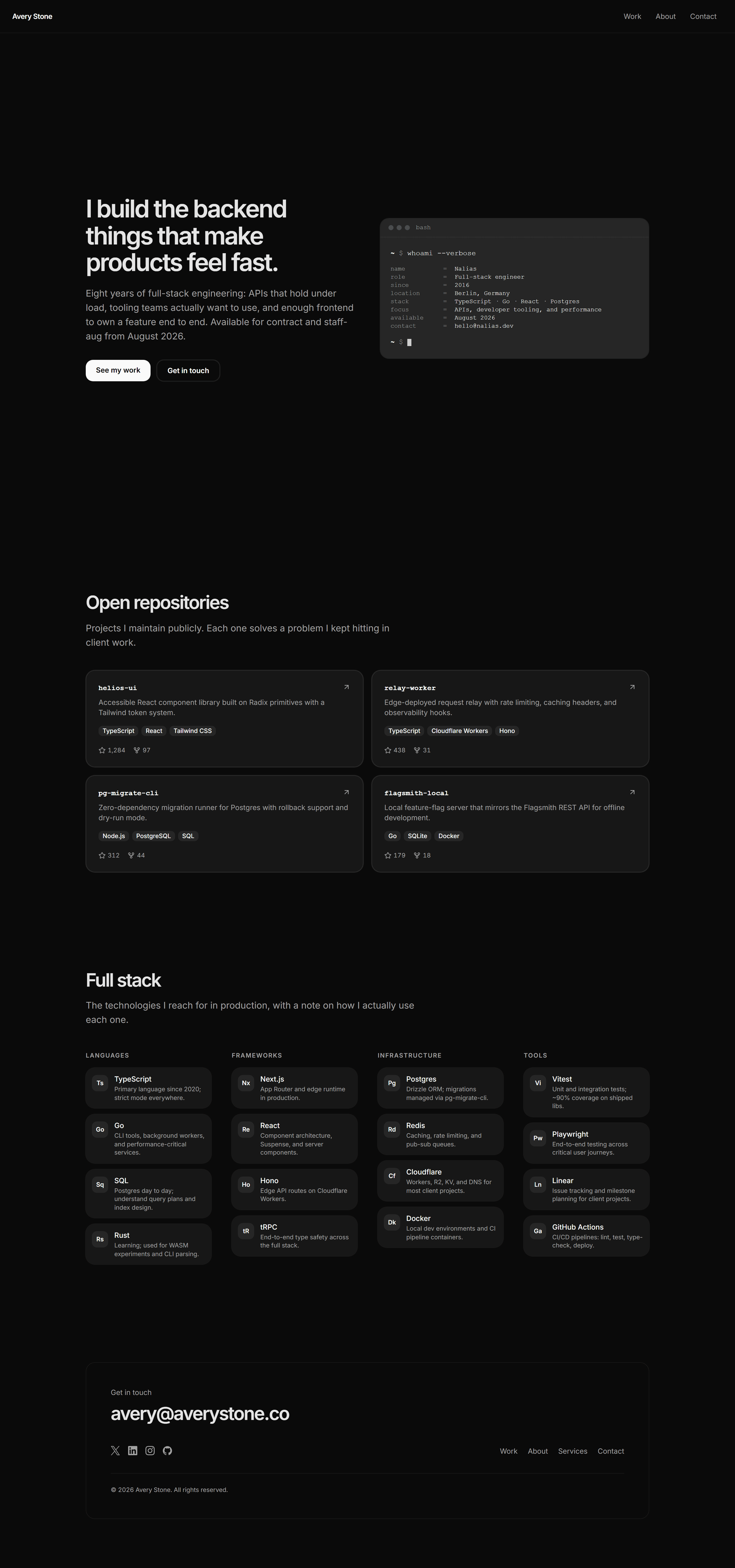 Portfolio Prebuilt Page: Developer Page
