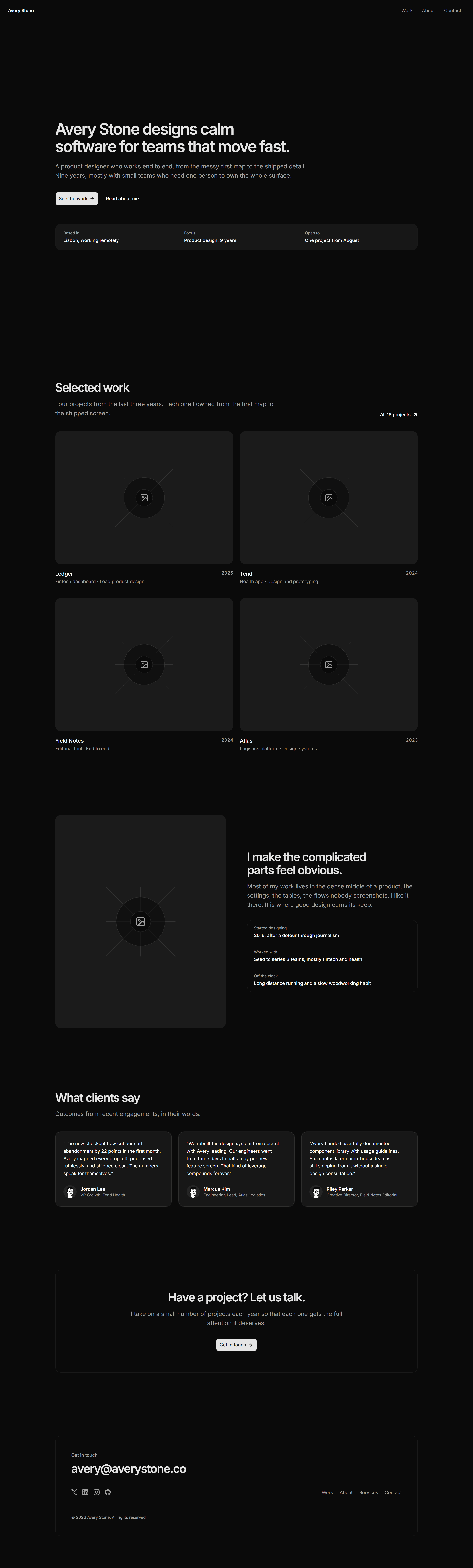 Portfolio Prebuilt Page: Home Page