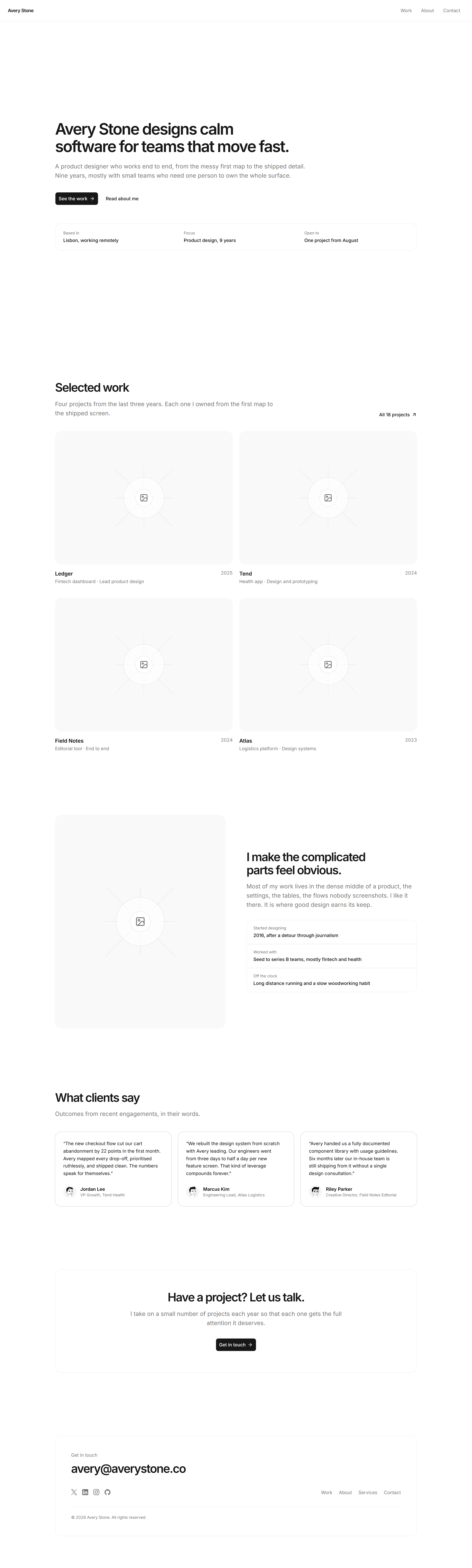 Portfolio Prebuilt Page: Home Page