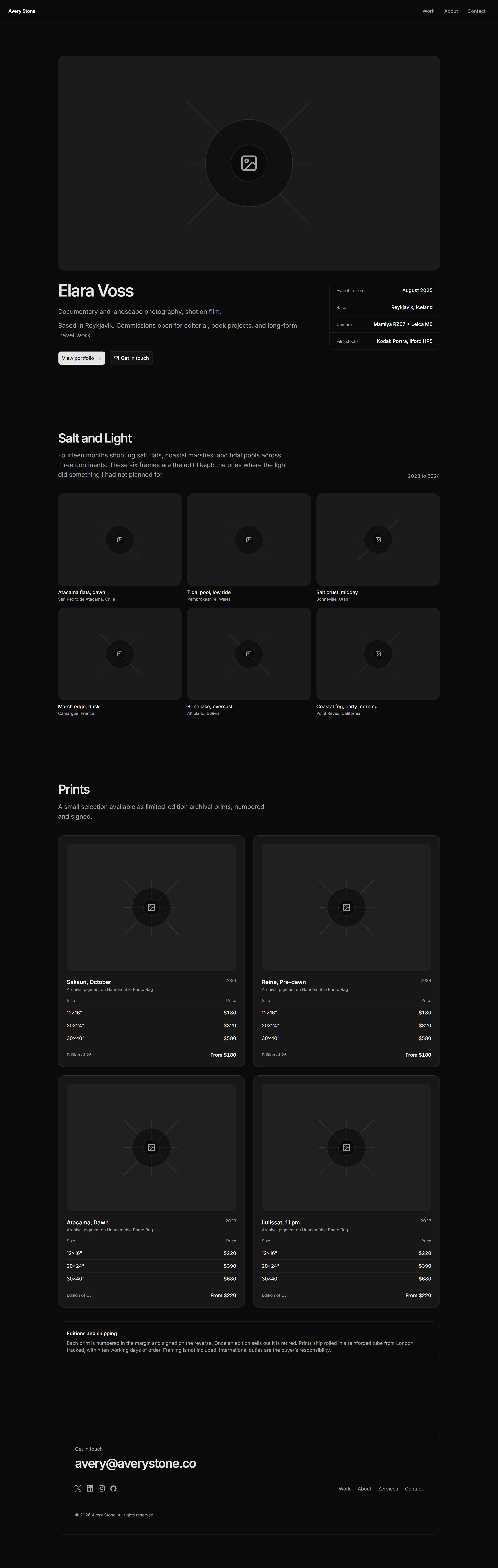 Portfolio Prebuilt Page: Photographer Page