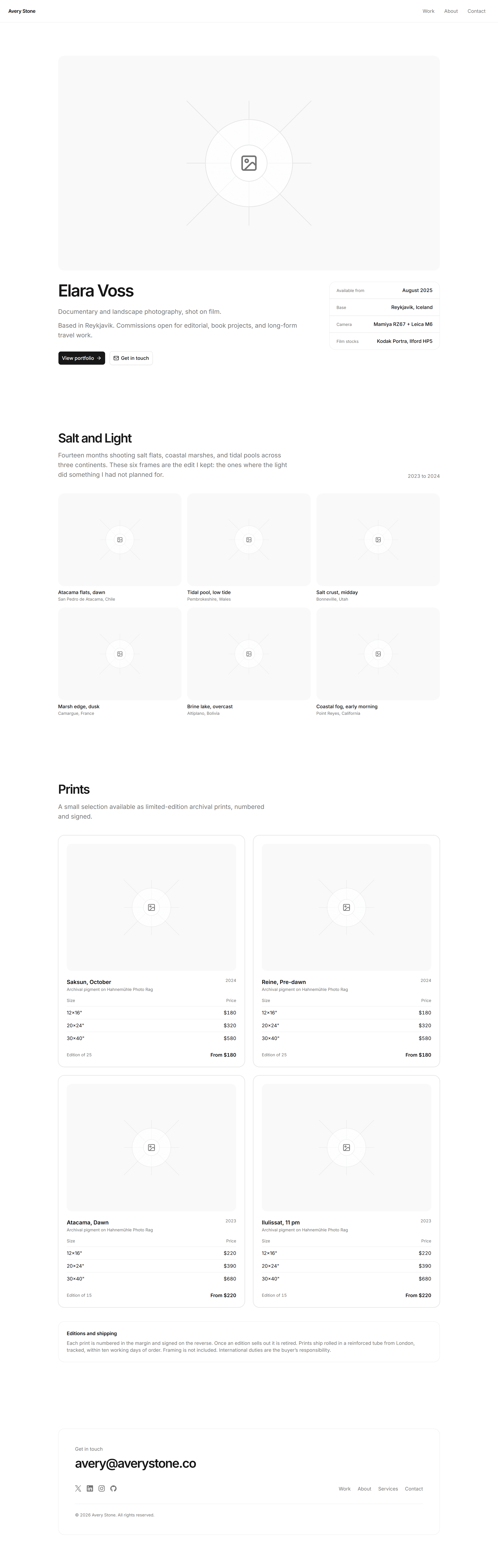 Portfolio Prebuilt Page: Photographer Page