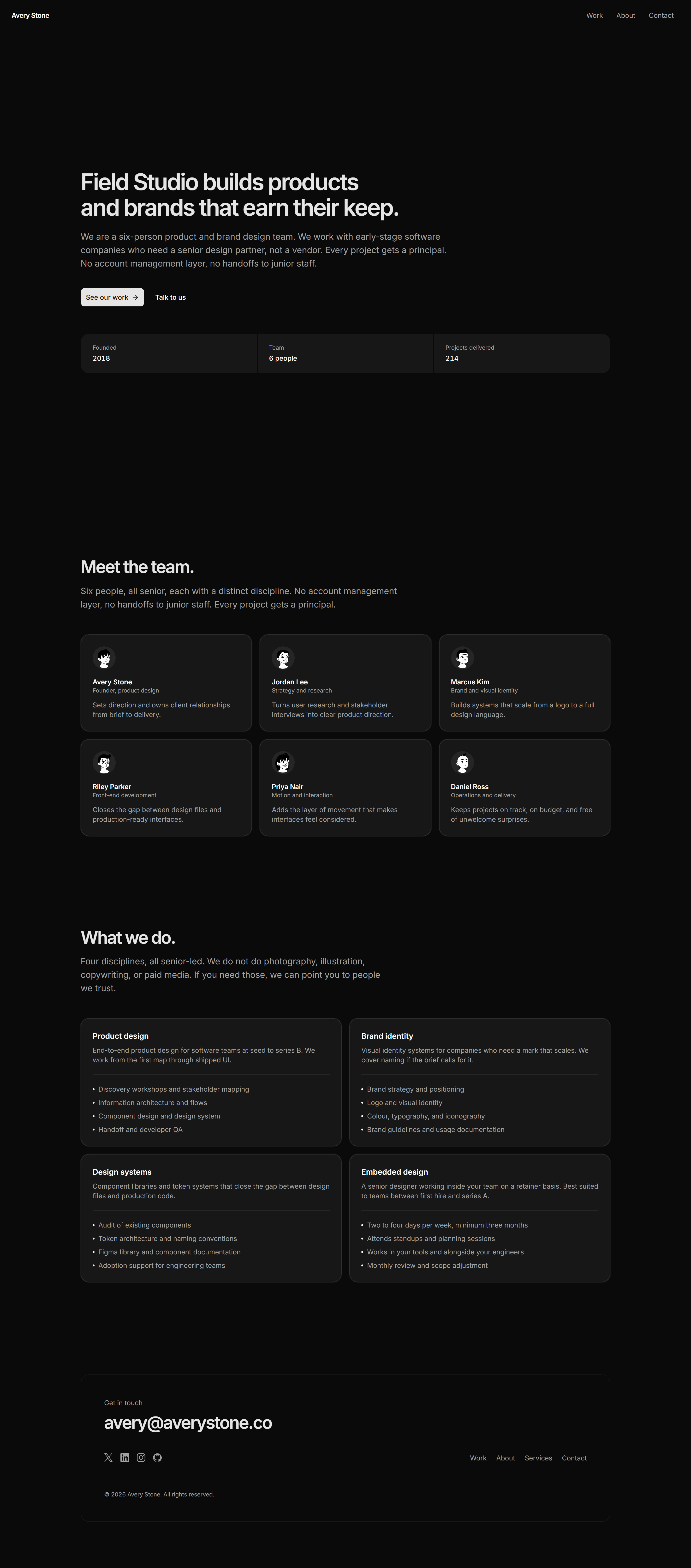 Portfolio Prebuilt Page: Studio Page