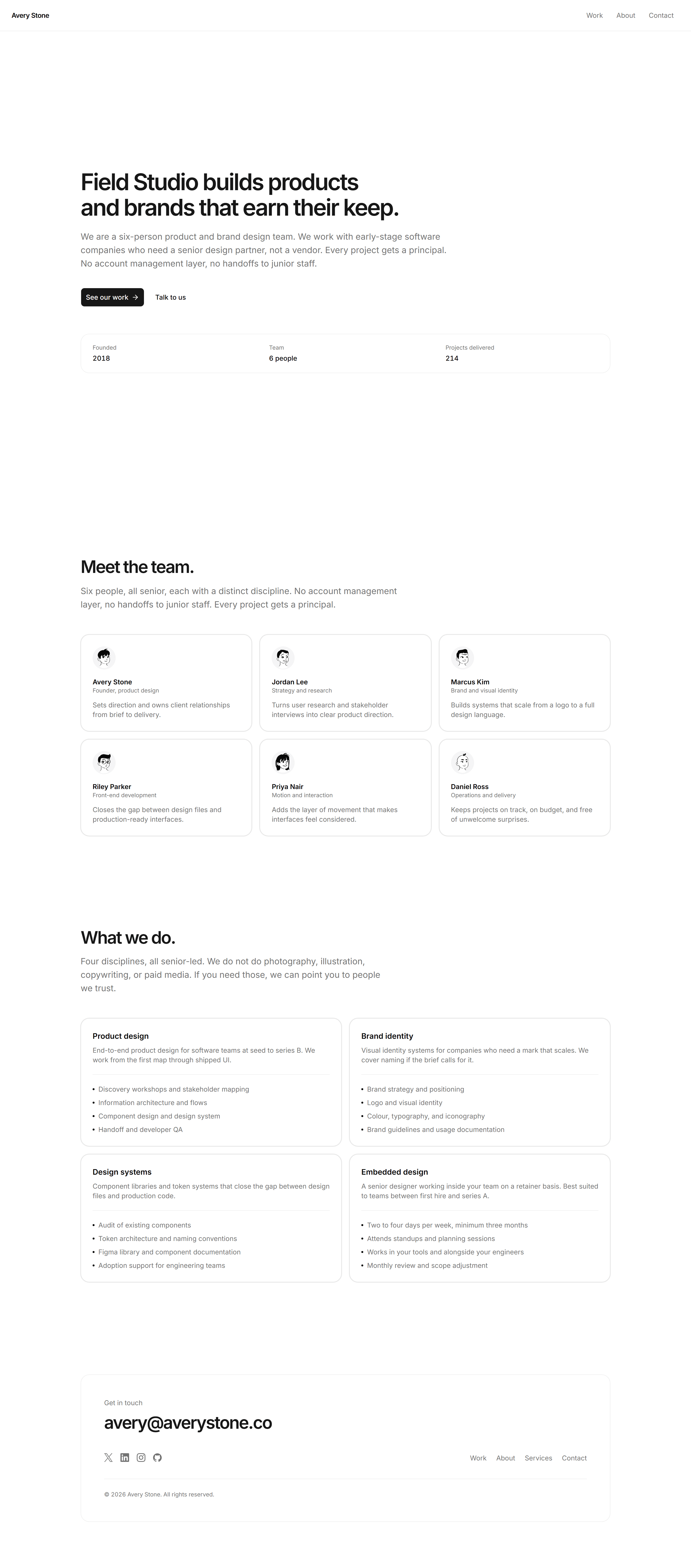 Portfolio Prebuilt Page: Studio Page