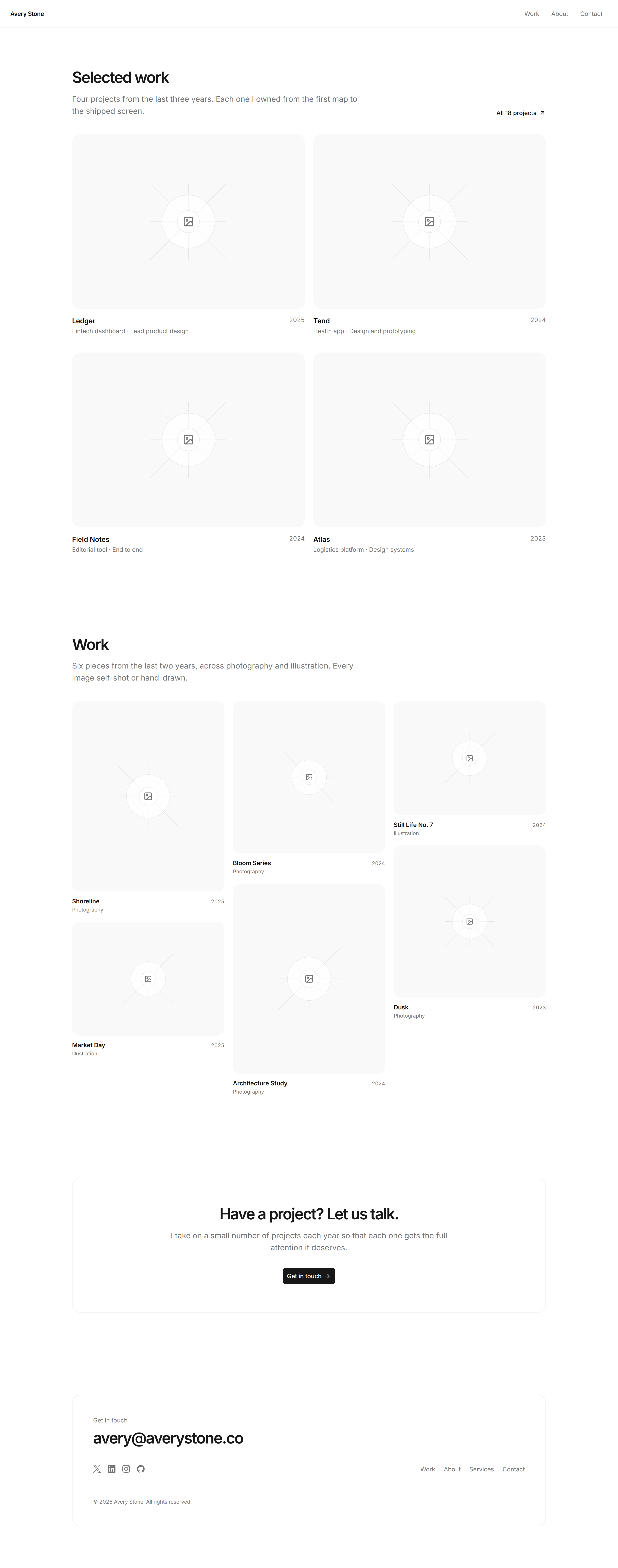 Portfolio Prebuilt Page: Work Page