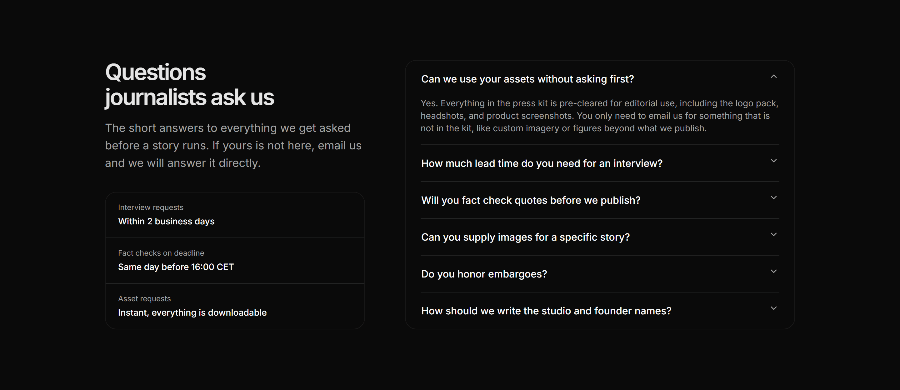 Portfolio Press Kit: Press FAQ