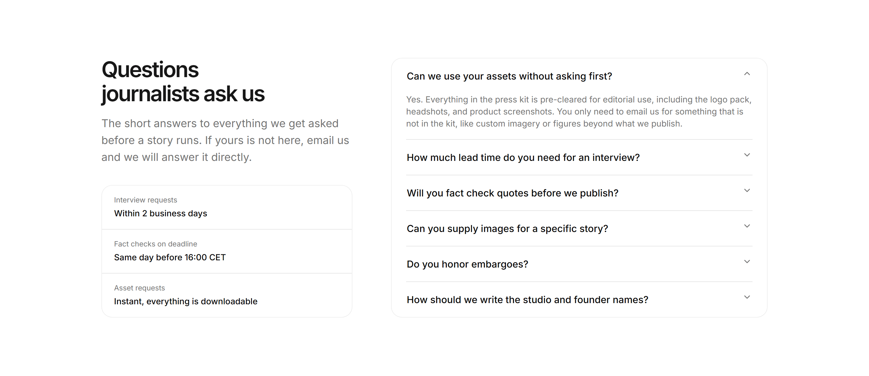 Portfolio Press Kit: Press FAQ