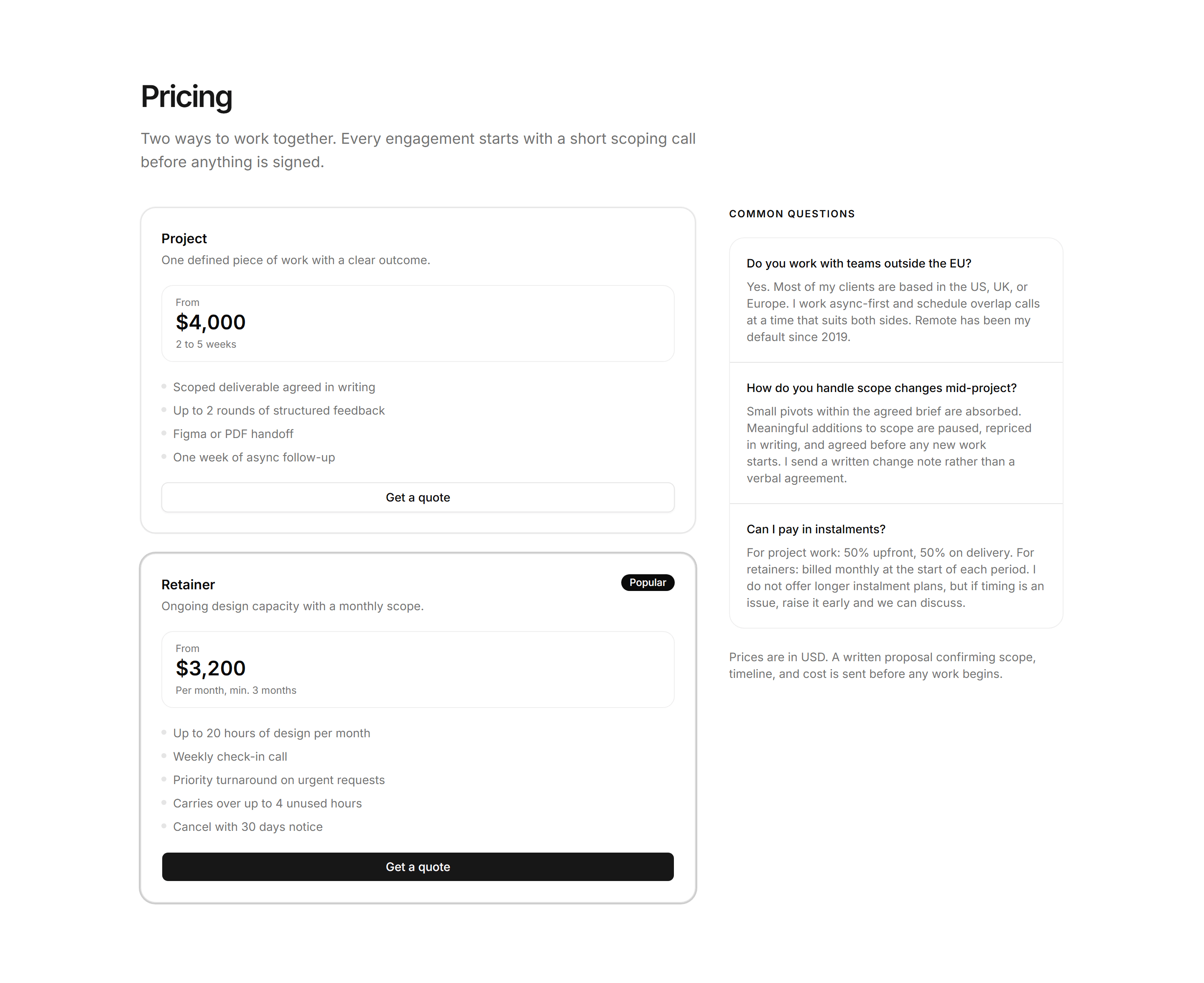 Portfolio Pricing: Pricing With Faq