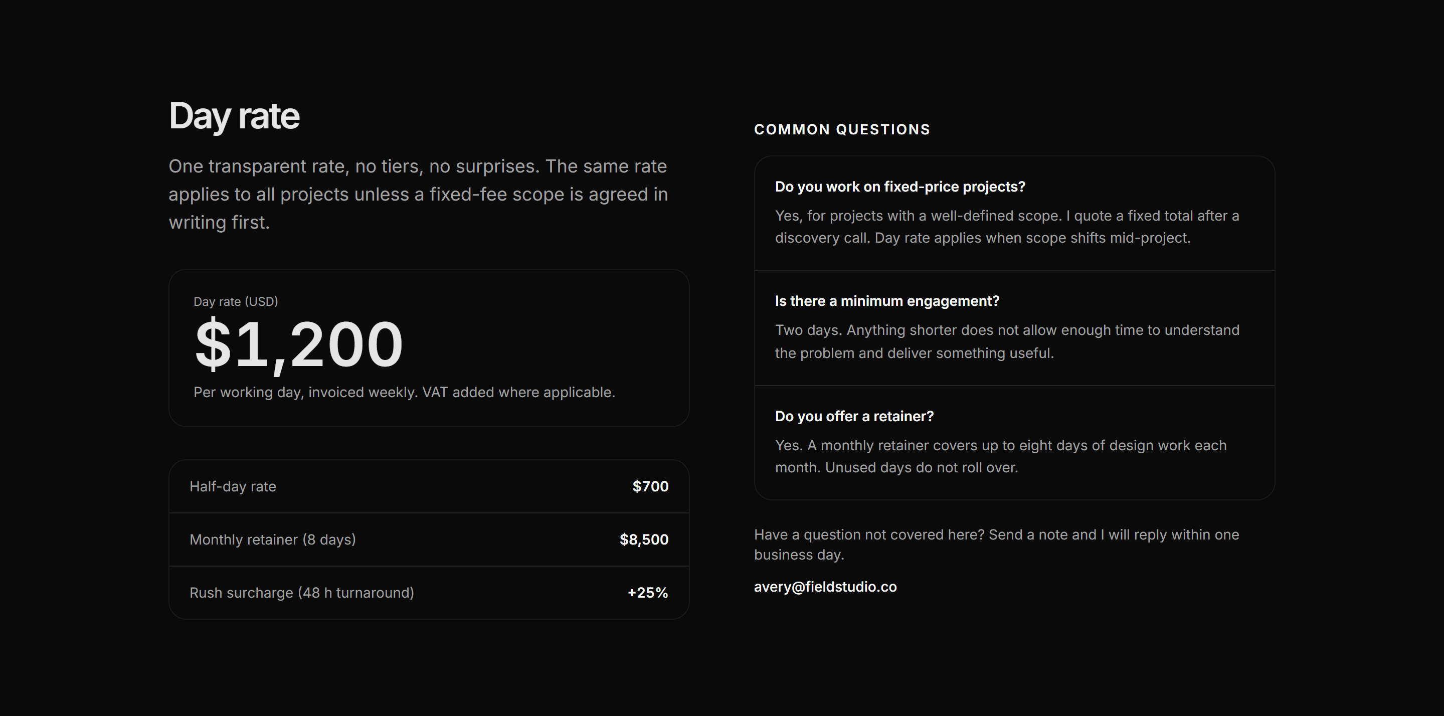 Portfolio Pricing: Rate and FAQ