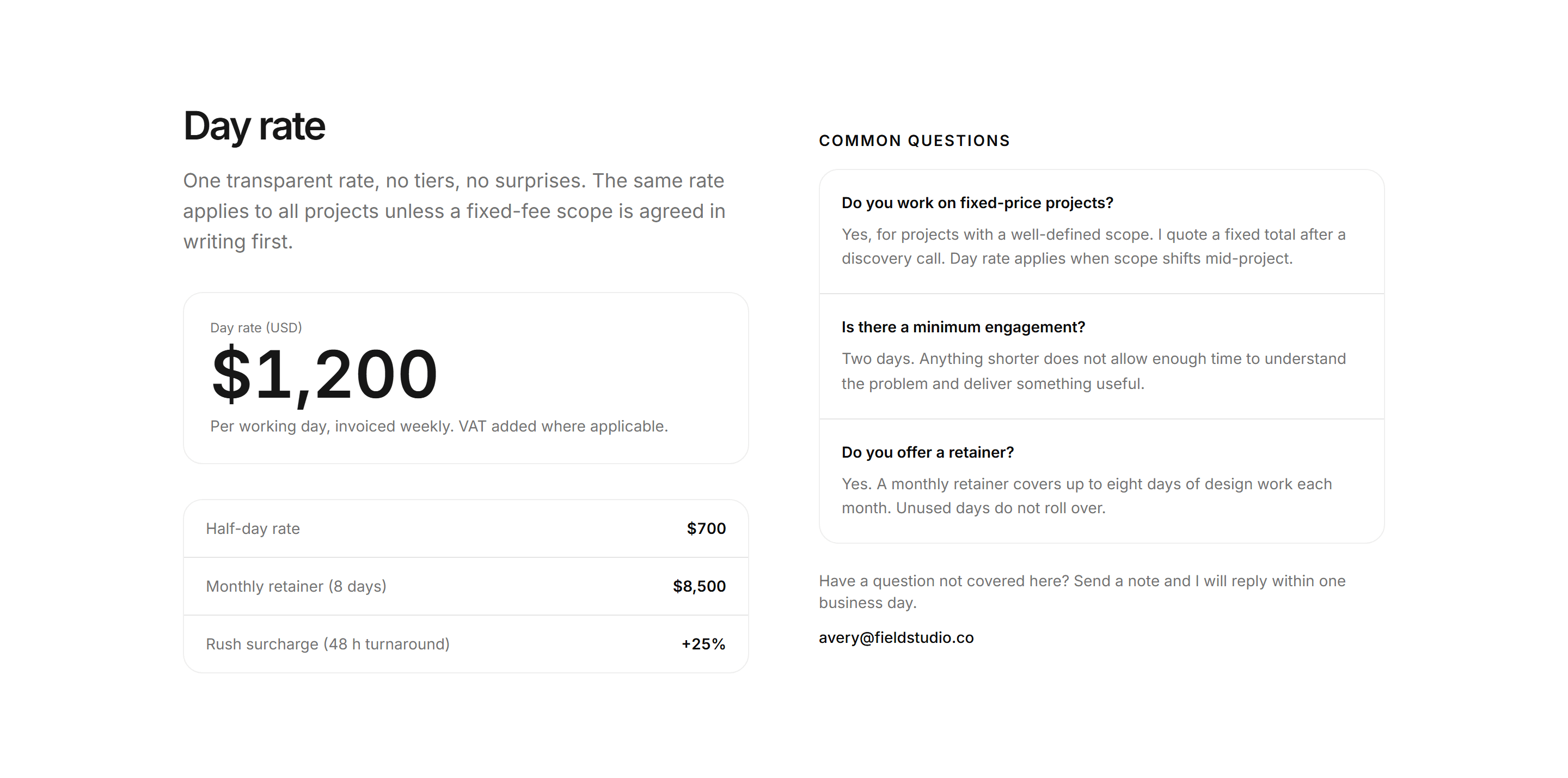 Portfolio Pricing: Rate and FAQ
