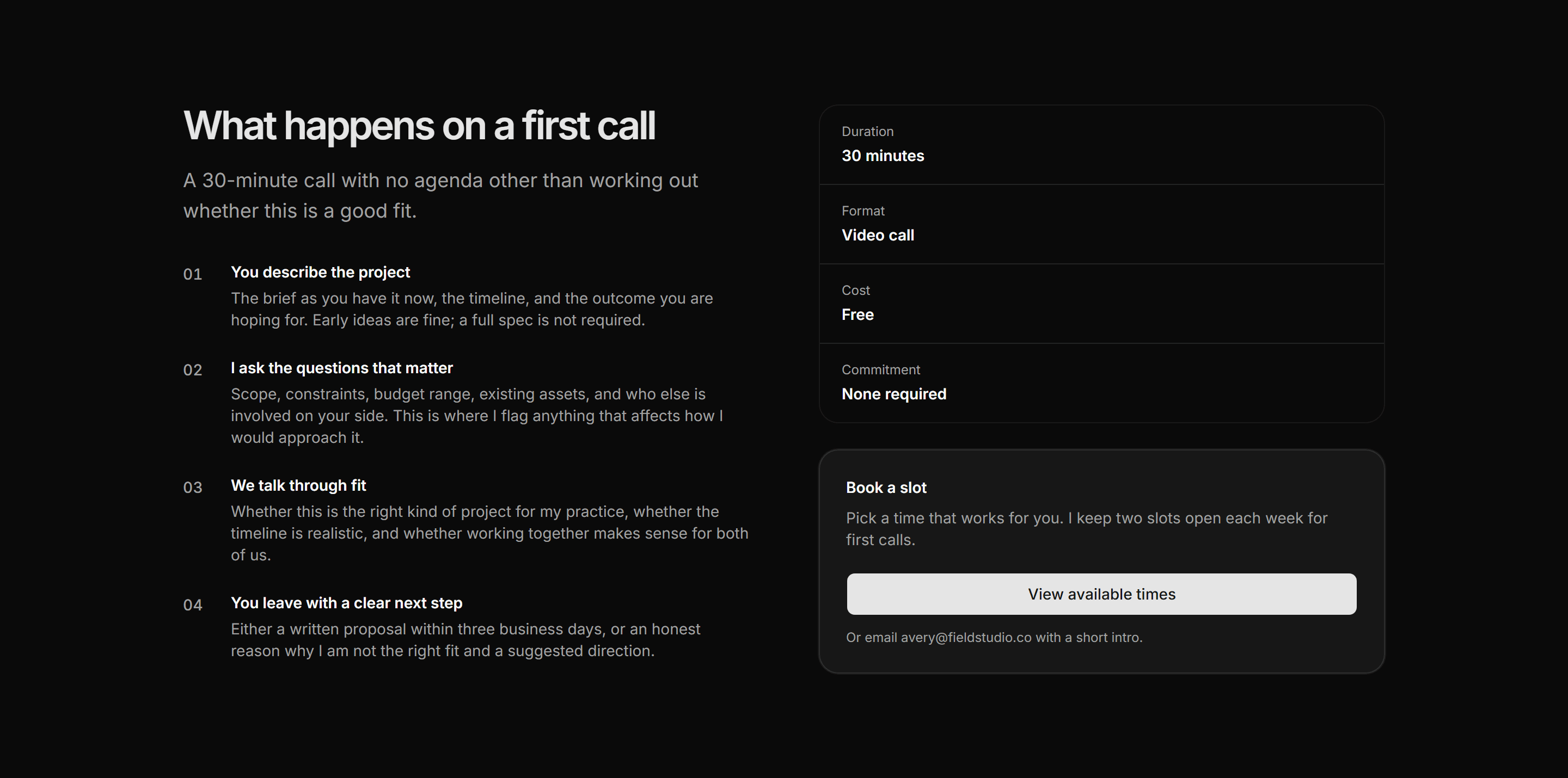 Portfolio Process: Discovery Call Steps