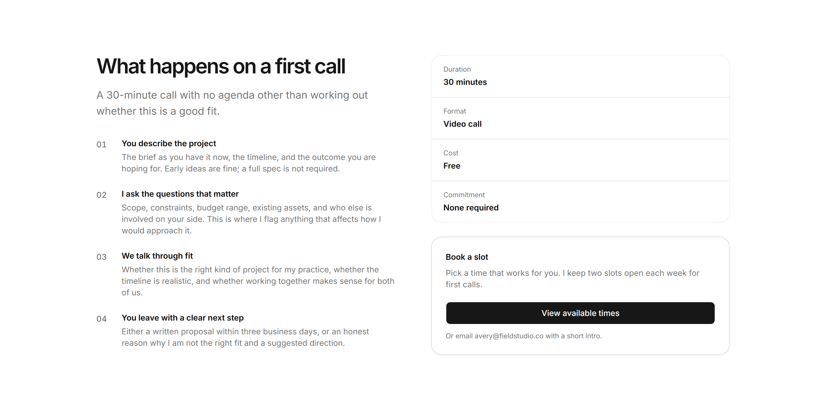 Portfolio Process: Discovery Call Steps