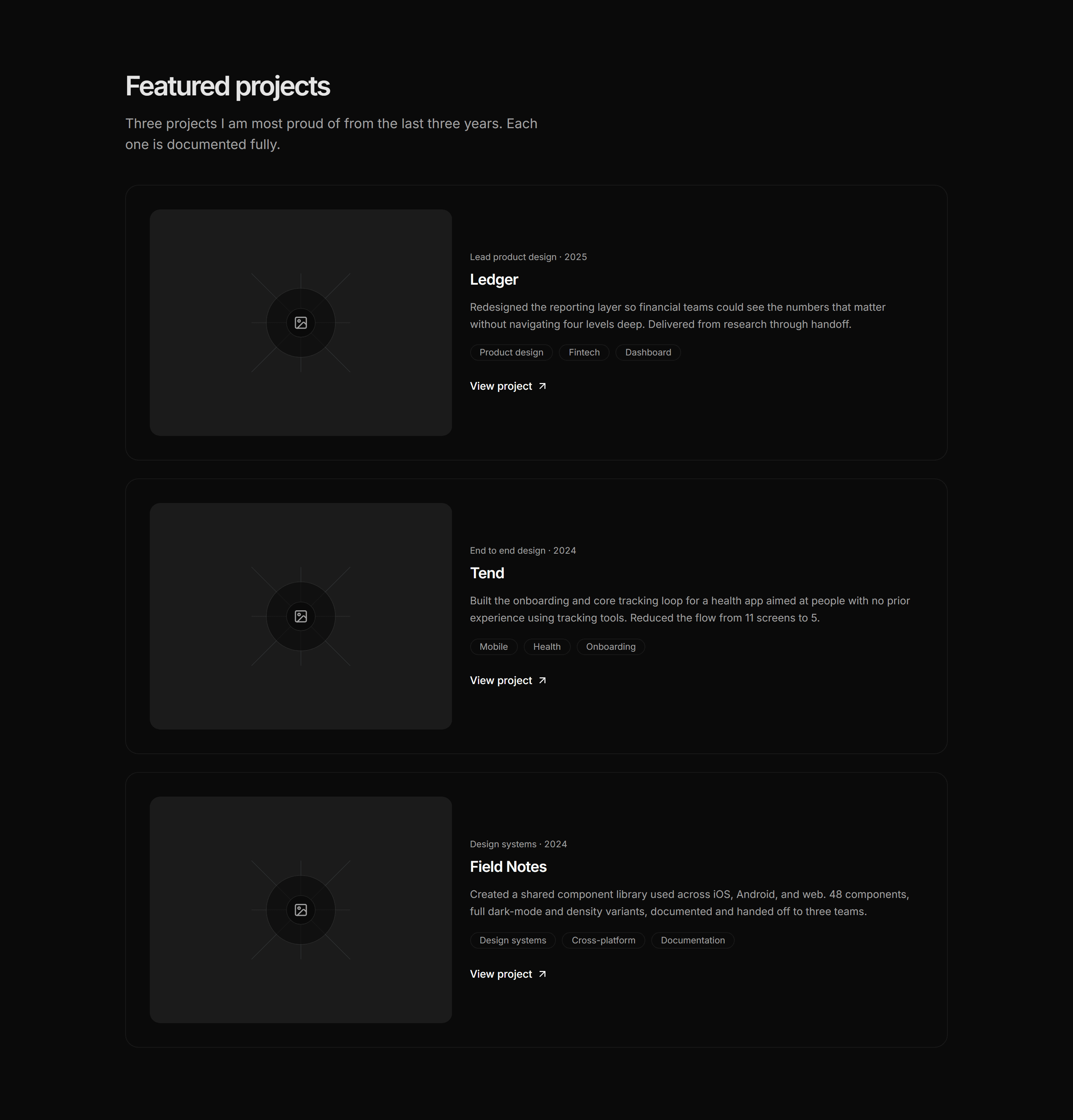 Portfolio Project Card: Wide Project Row