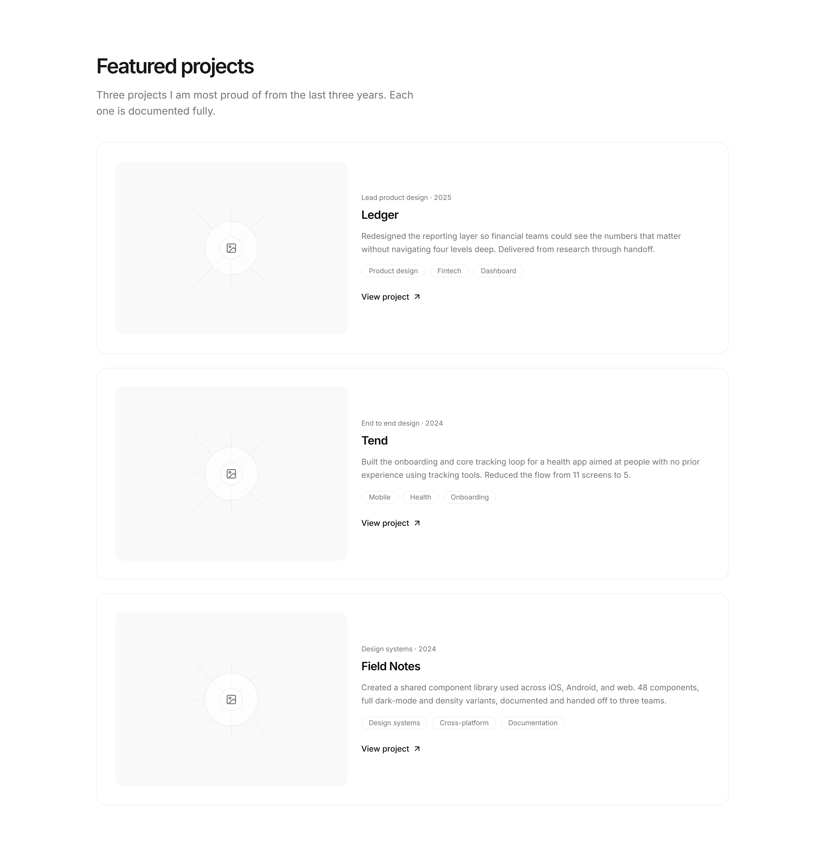 Portfolio Project Card: Wide Project Row