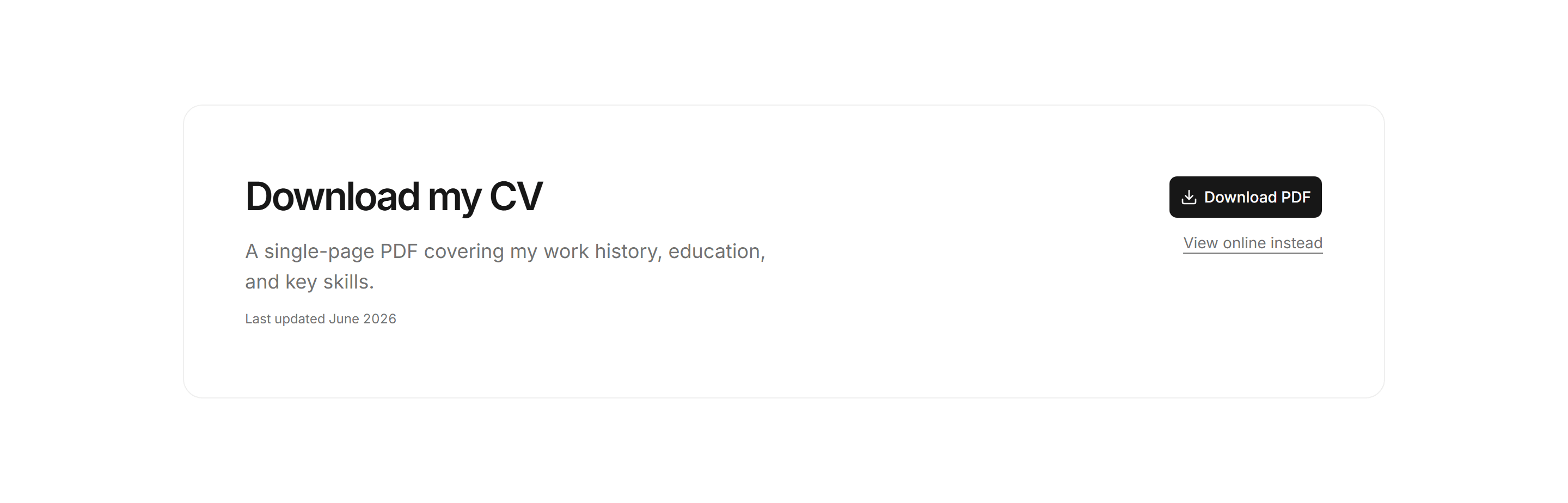 Portfolio Resume and CV: Download Cv Card