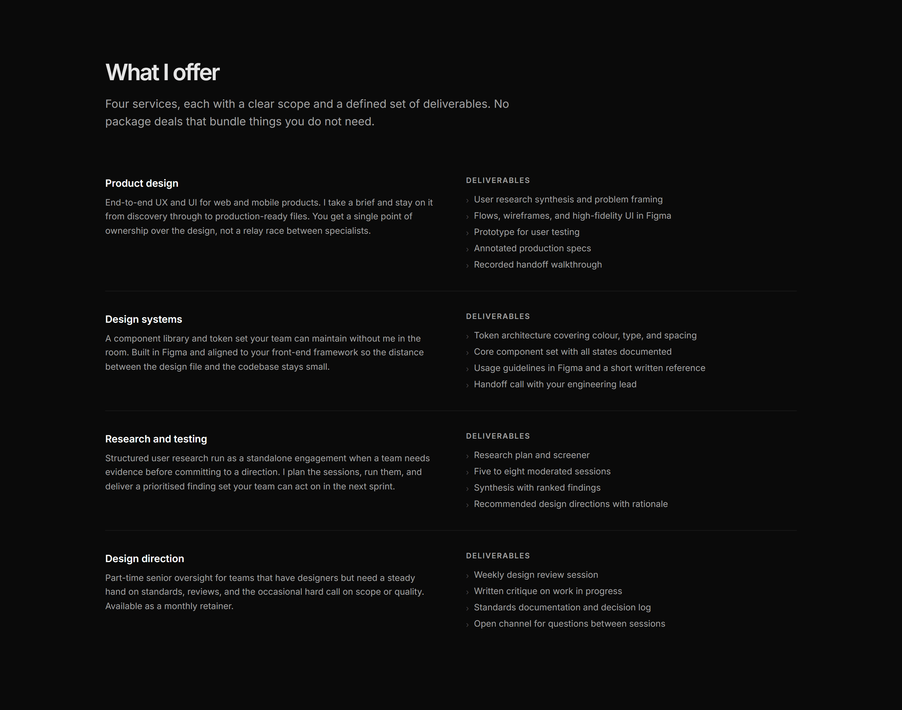 Portfolio Service: Detailed Service List