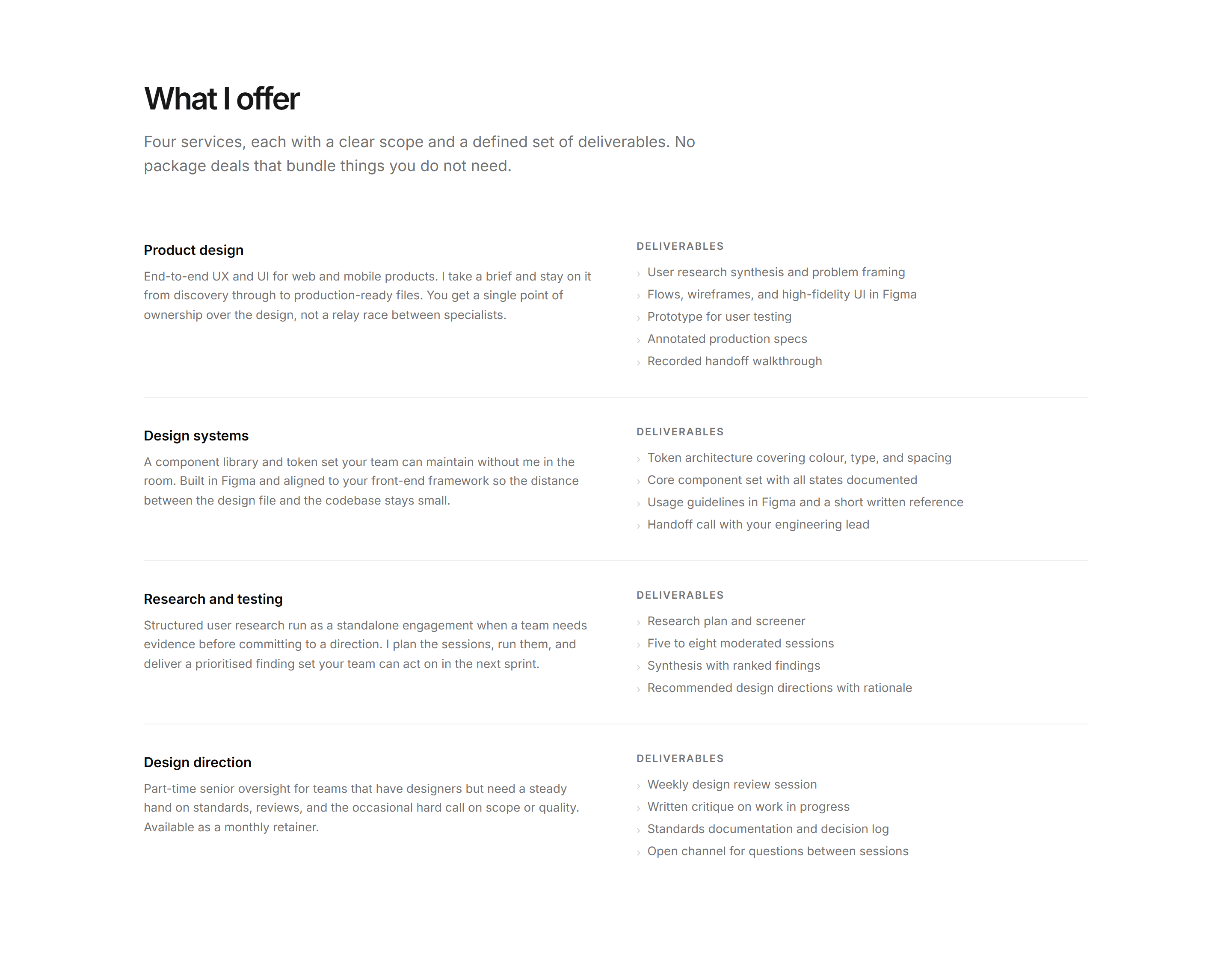 Portfolio Service: Detailed Service List