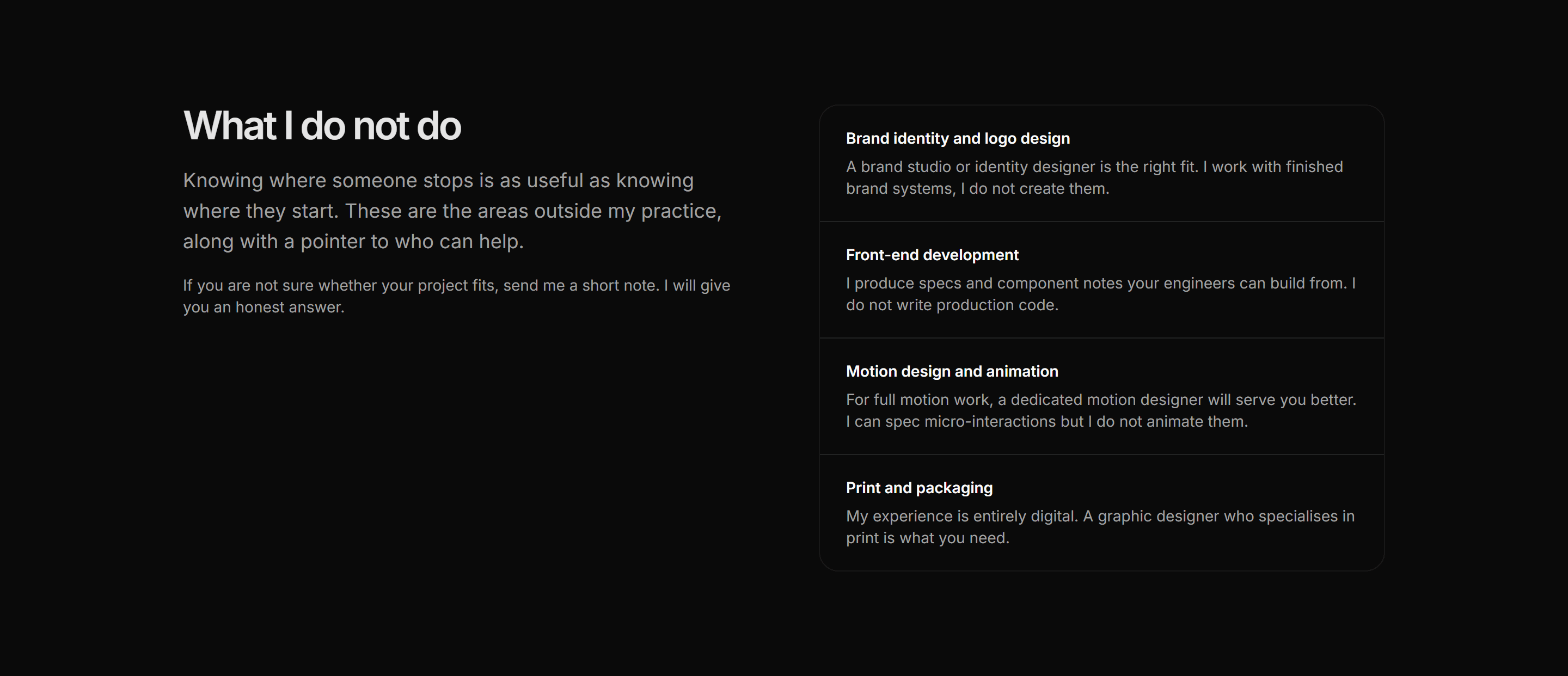 Portfolio Service: Not Offered Note